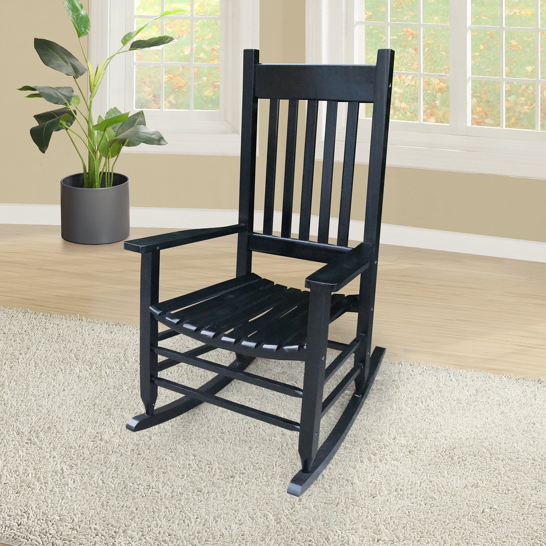 wooden porch rocker chair  Black, without mat--1