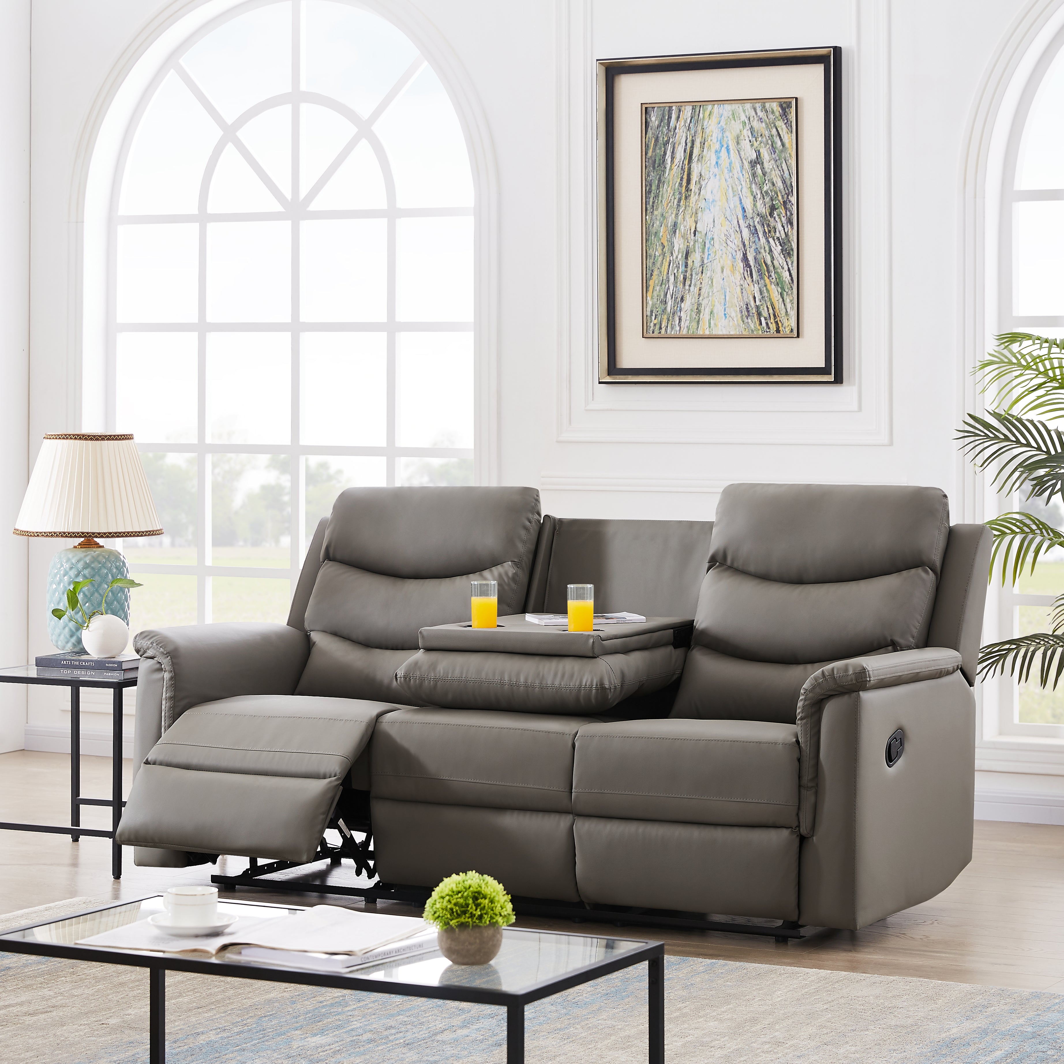 3-SEATER MOTION SOFA GREY PU(W22343700 / K2553P167005)--1