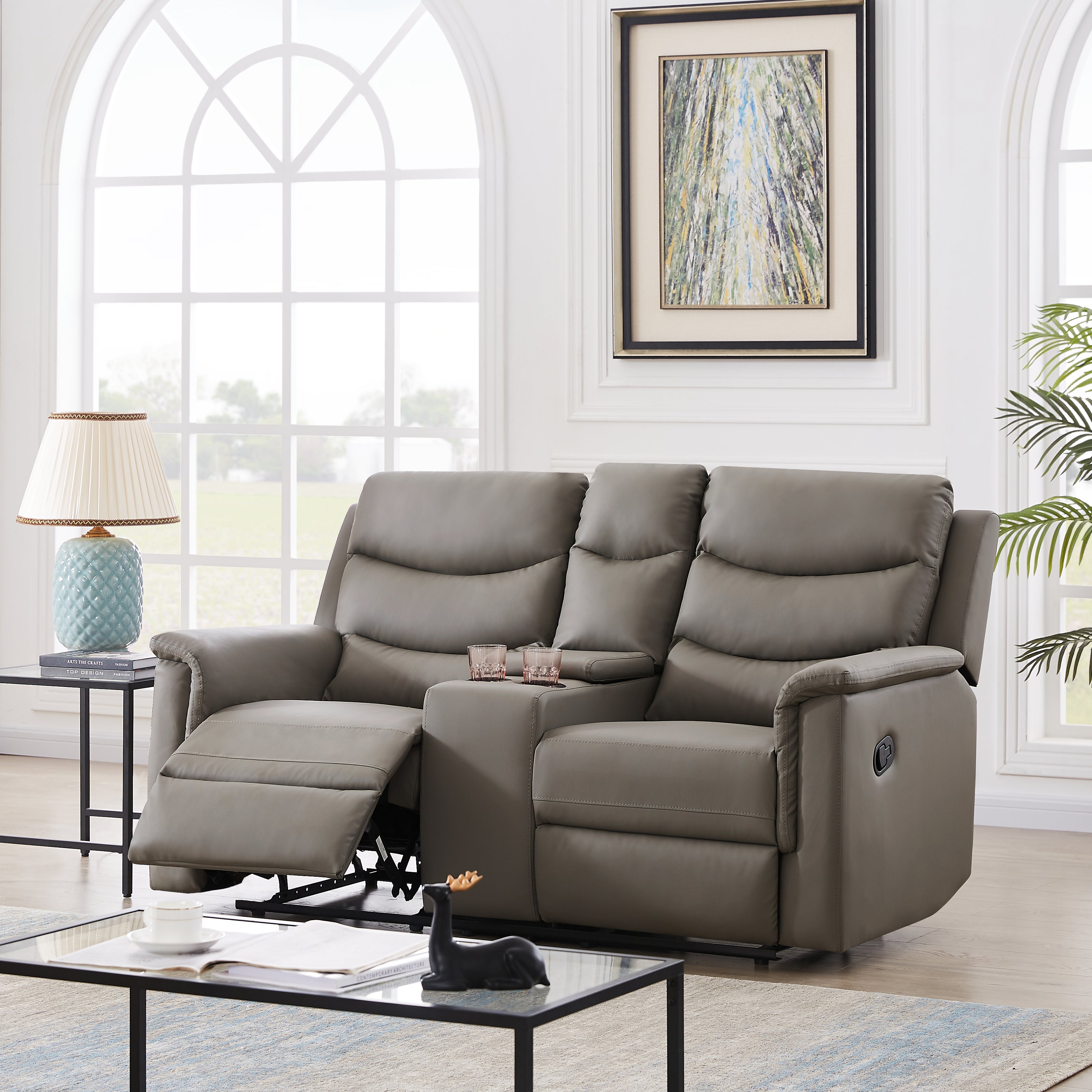 2-SEATER MOTION SOFA GREY PU (W22343701 / K2553P167006 )--1