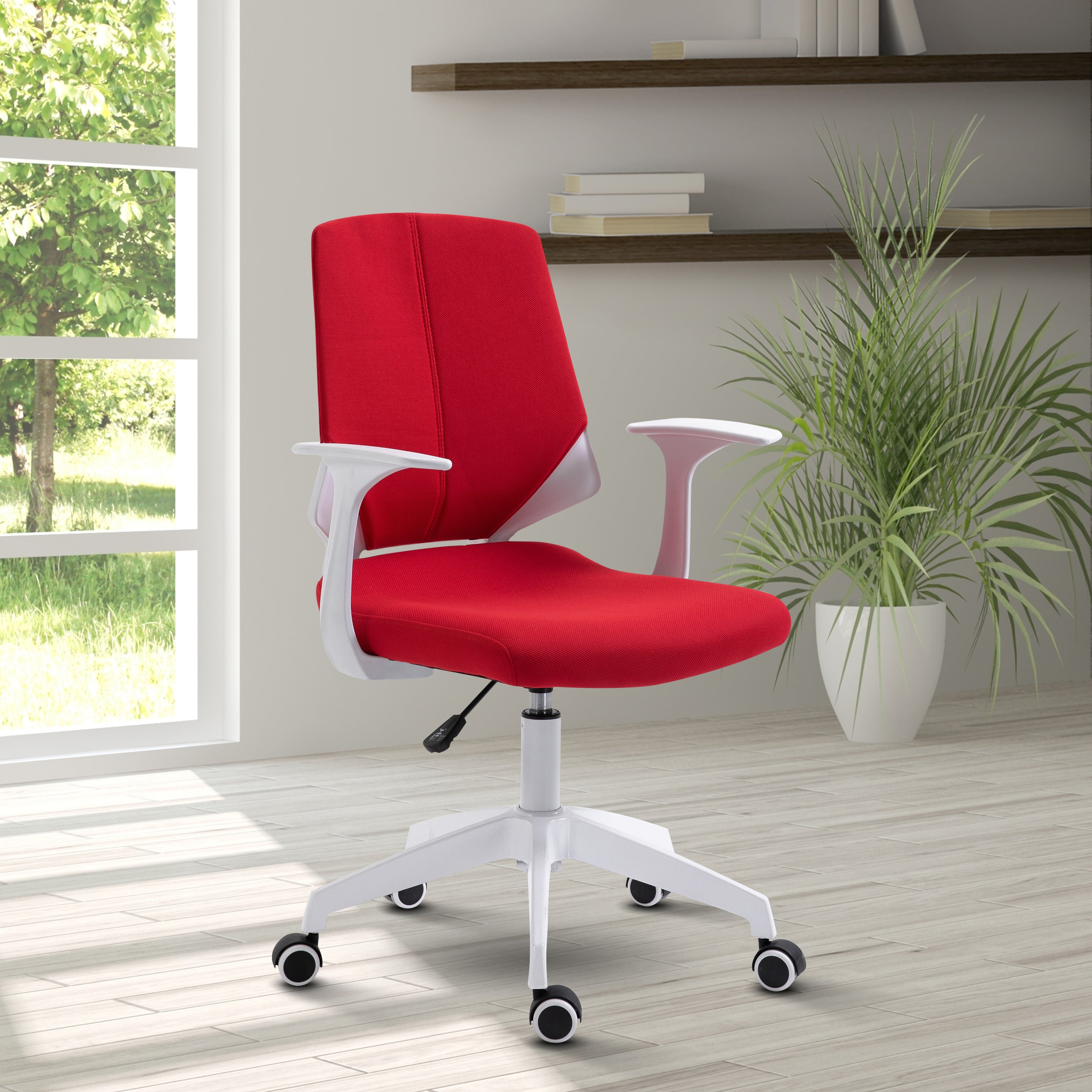 Techni Mobili Height Adjustable Mid Back Office Chair, Red--1