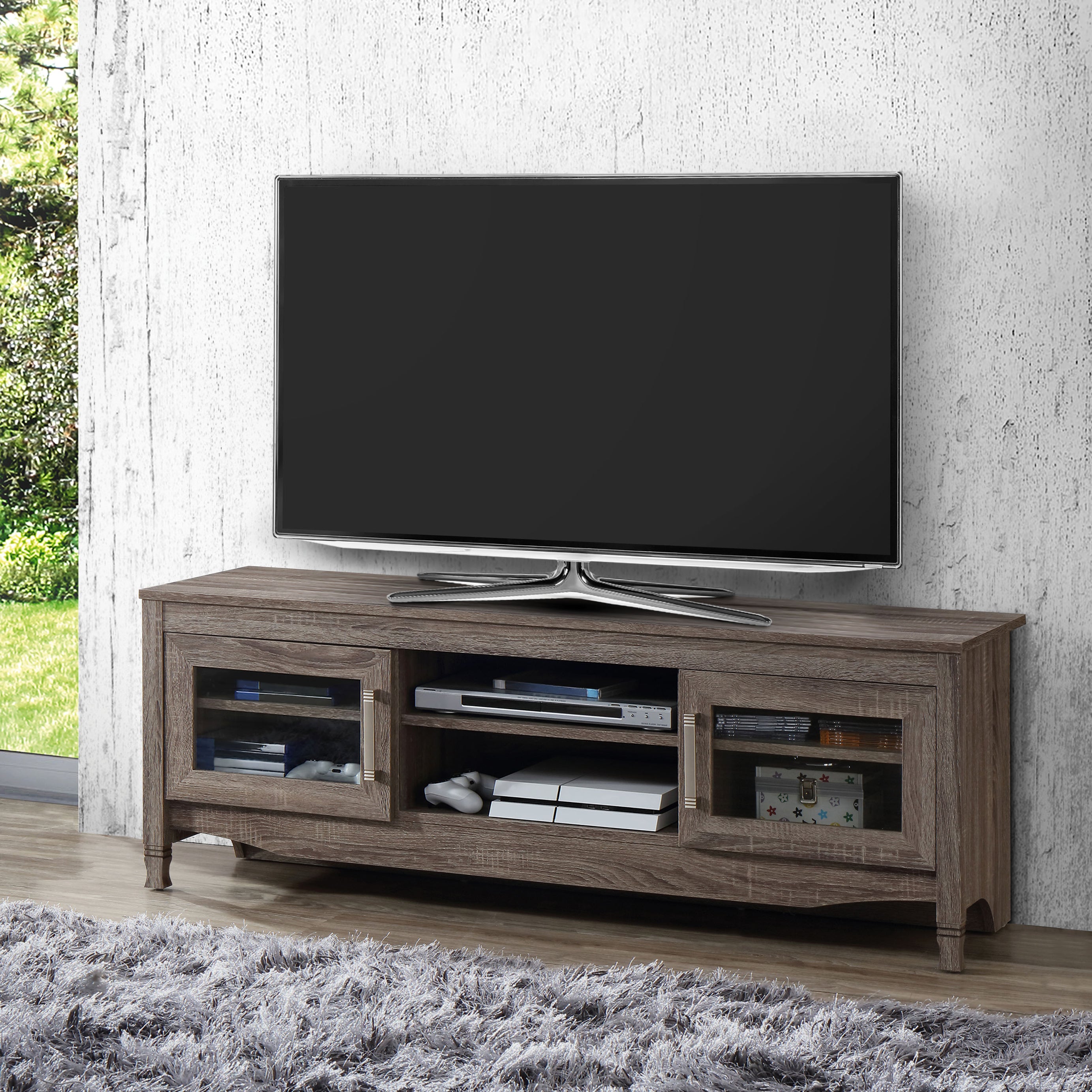 Techni Mobili Grey Driftwood TV Stand--1