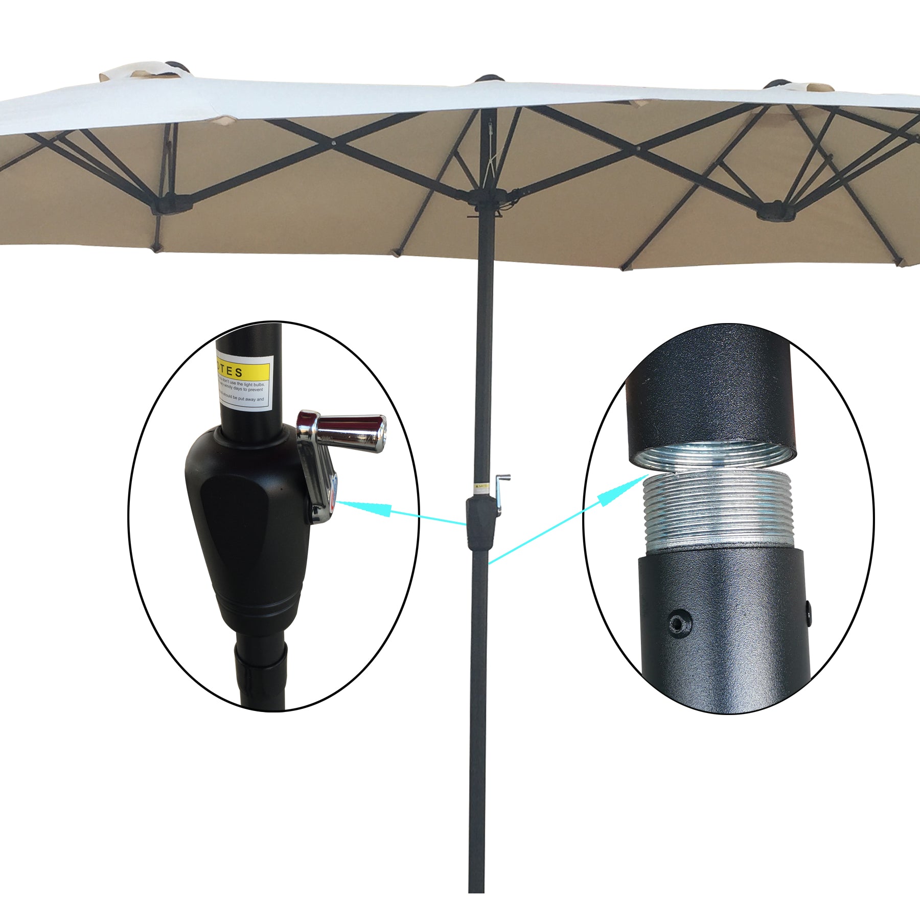 15x9Ft Double-Sided Patio Umbrella Outdoor Market Table Garden Extra Large Waterproof Twin Umbrellas with Crank and Wind Vents for Garden Deck Backyard Pool Shade Outside Deck Swimming Pool--1