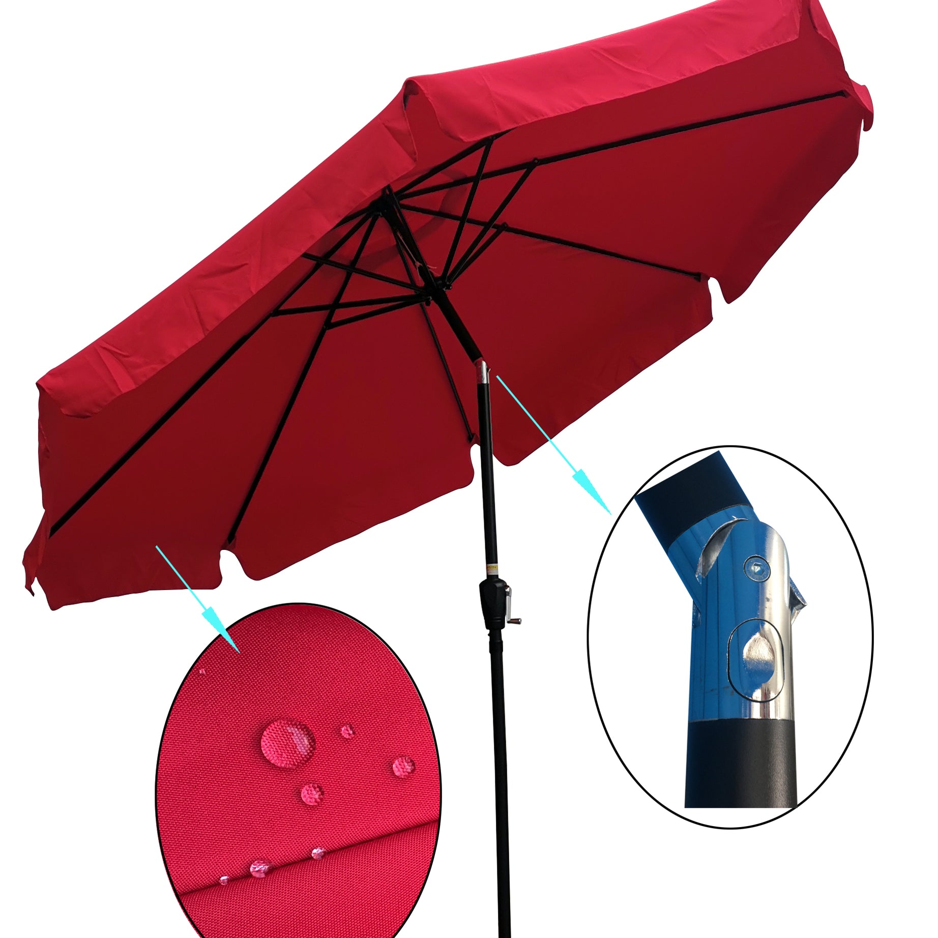 10ft Patio Umbrella Market  Round Umbrella Outdoor Garden  Umbrellas with Crank and Push Button Tilt for Garden Backyard Pool Shade Outside--1