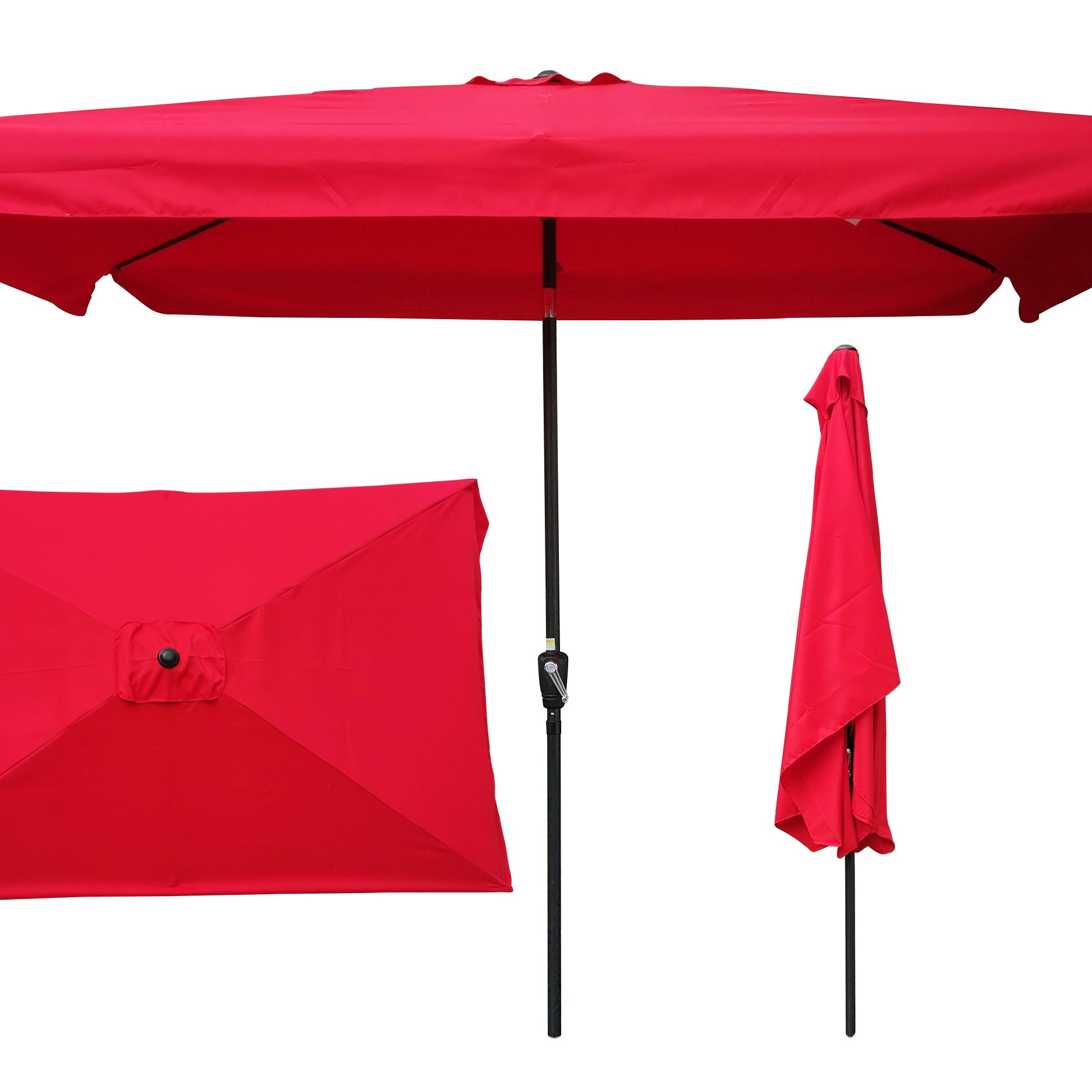 10 x 6.5ft Rectangular Patio Umbrella Outdoor Market Umbrellas with Crank and Push Button Tilt for Garden Swimming Pool Market--1