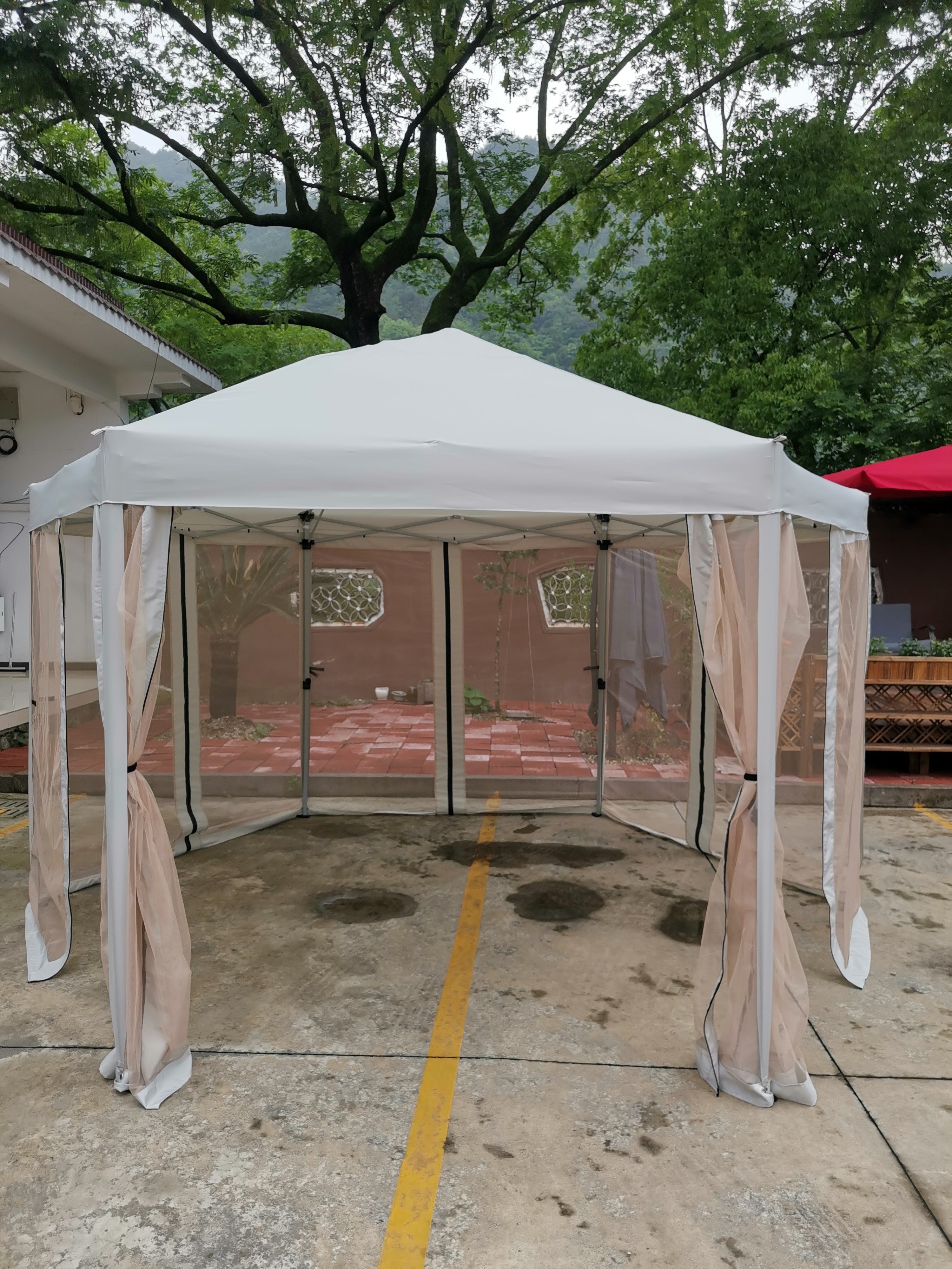 13 Ft. W x 13 Ft. D x 9.2ft Pop-Up Gazebo Tent Outdoor Canopy Hexagonal Canopies Gazebos & Pergolas 6 Sided for Patio Garden Backyard Sun Shelter BBQ Garden Events with Strong Steel Frame Storage Bag--1