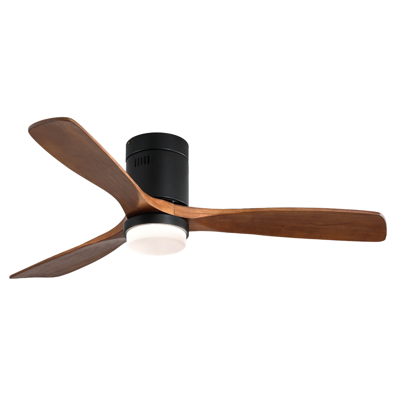 52 Inch Indoor Ceiling Fan With Lights 3 Solid Wood Fan Blade Noiseless Reversible Motor Remote Control With Light--1