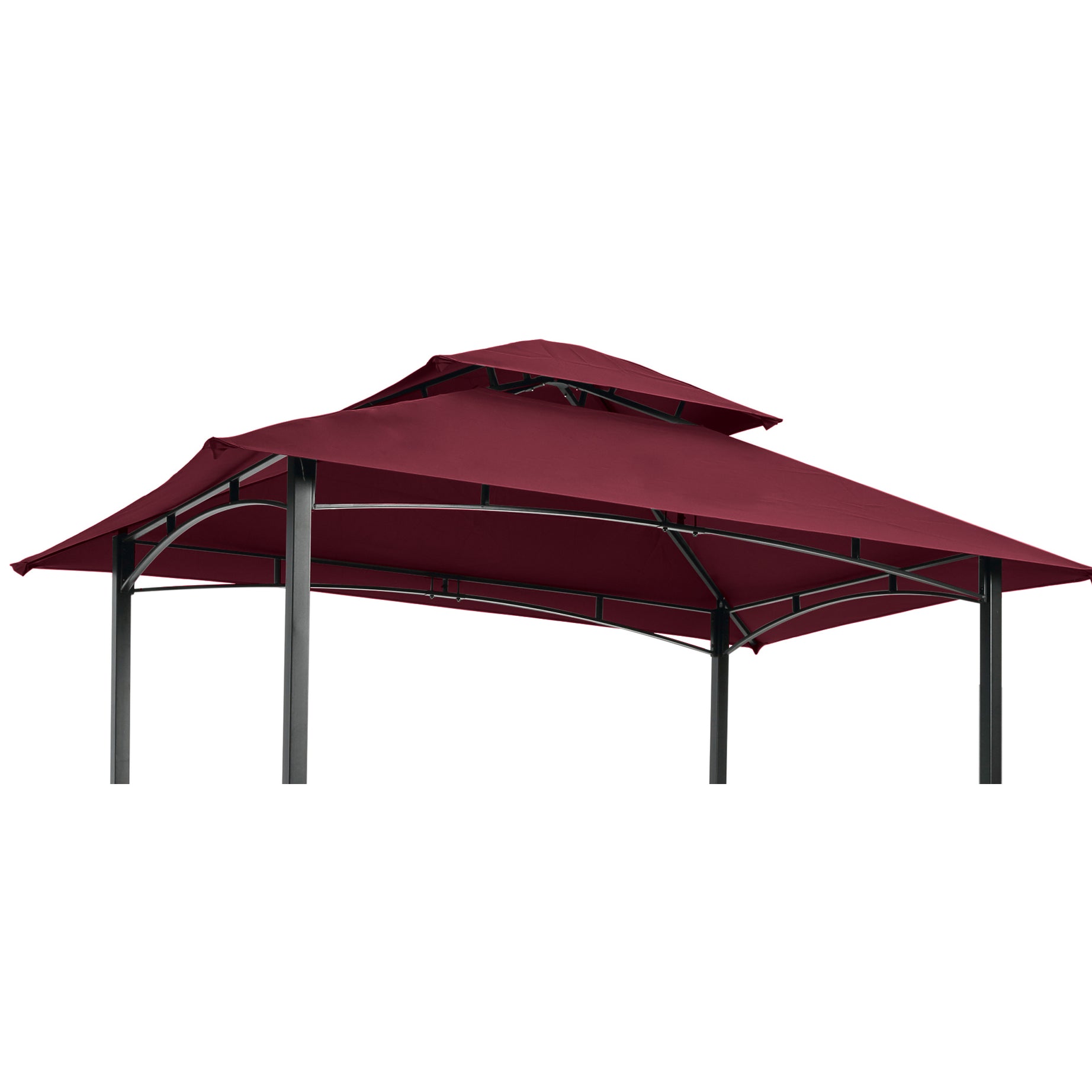 8x5Ft Grill Gazebo Replacement Canopy,Double Tiered BBQ Tent Roof Top Cover,BURGUNDY--1