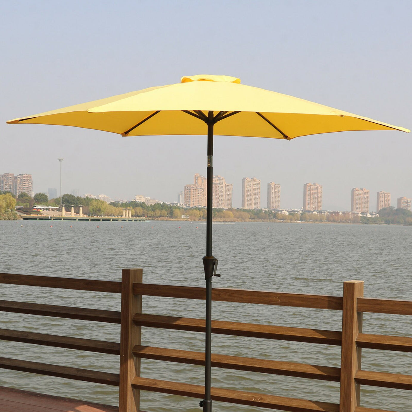 9' Pole Umbrella With Carry Bag, Yellow--1