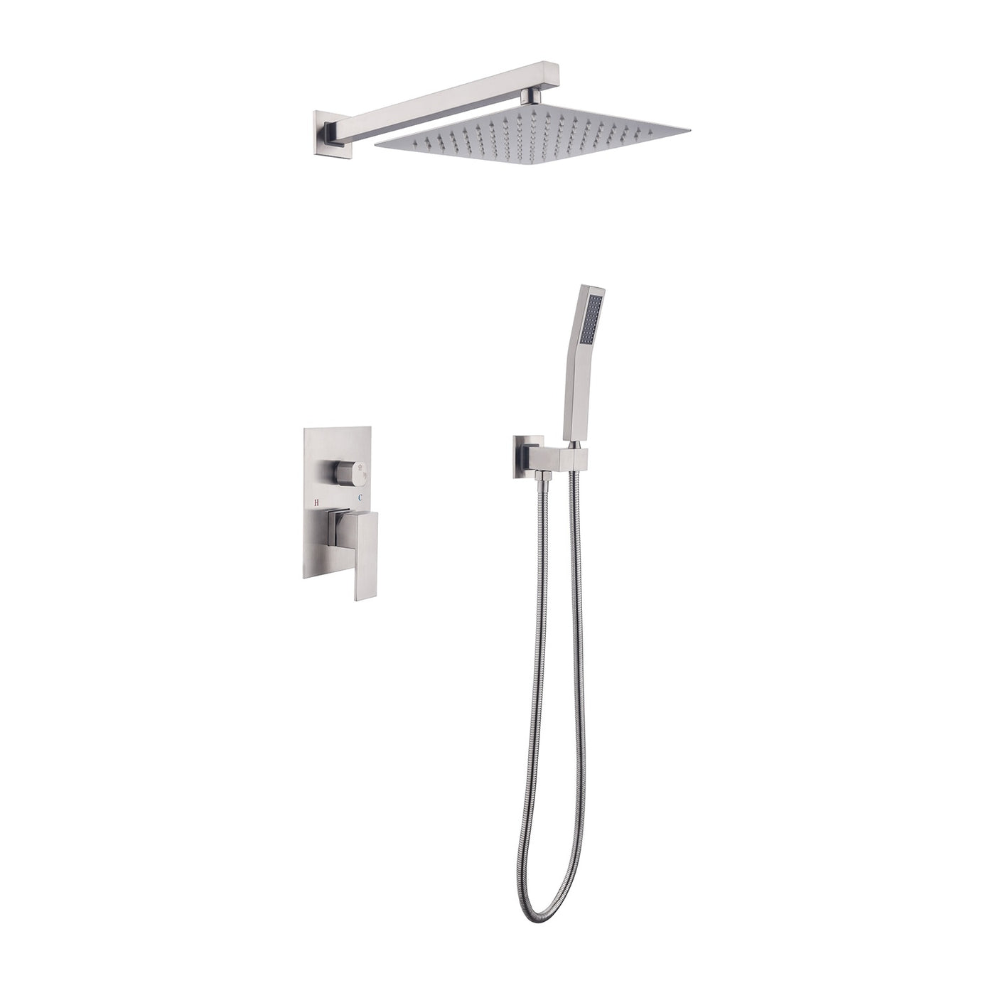 10 inch Shower Head Bathroom Luxury Rain Mixer Shower Complete Combo Set Wall Mounted--2