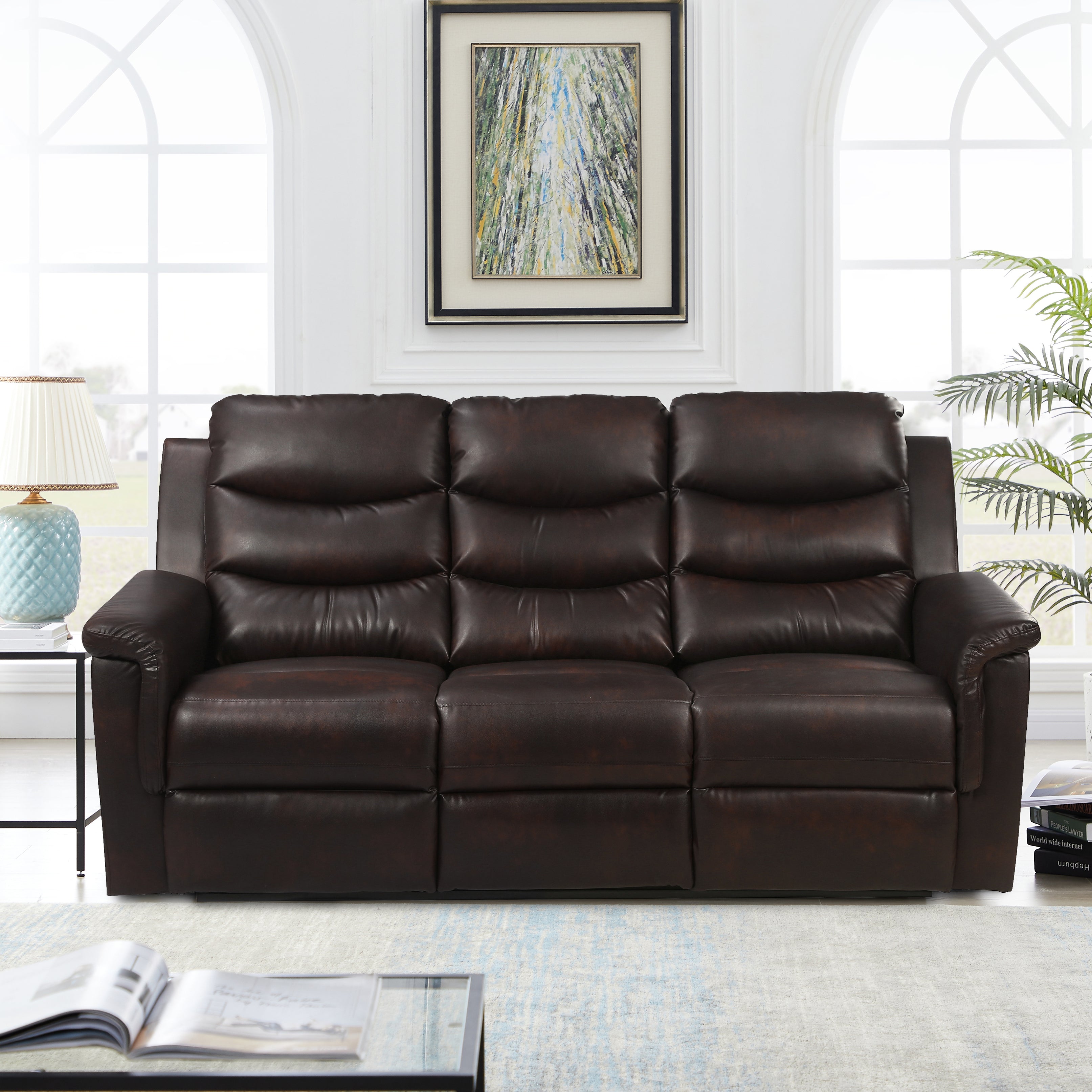 3-SEATER MOTION SOFA BROWN PU( W22343702 / K2553P167007 )--1