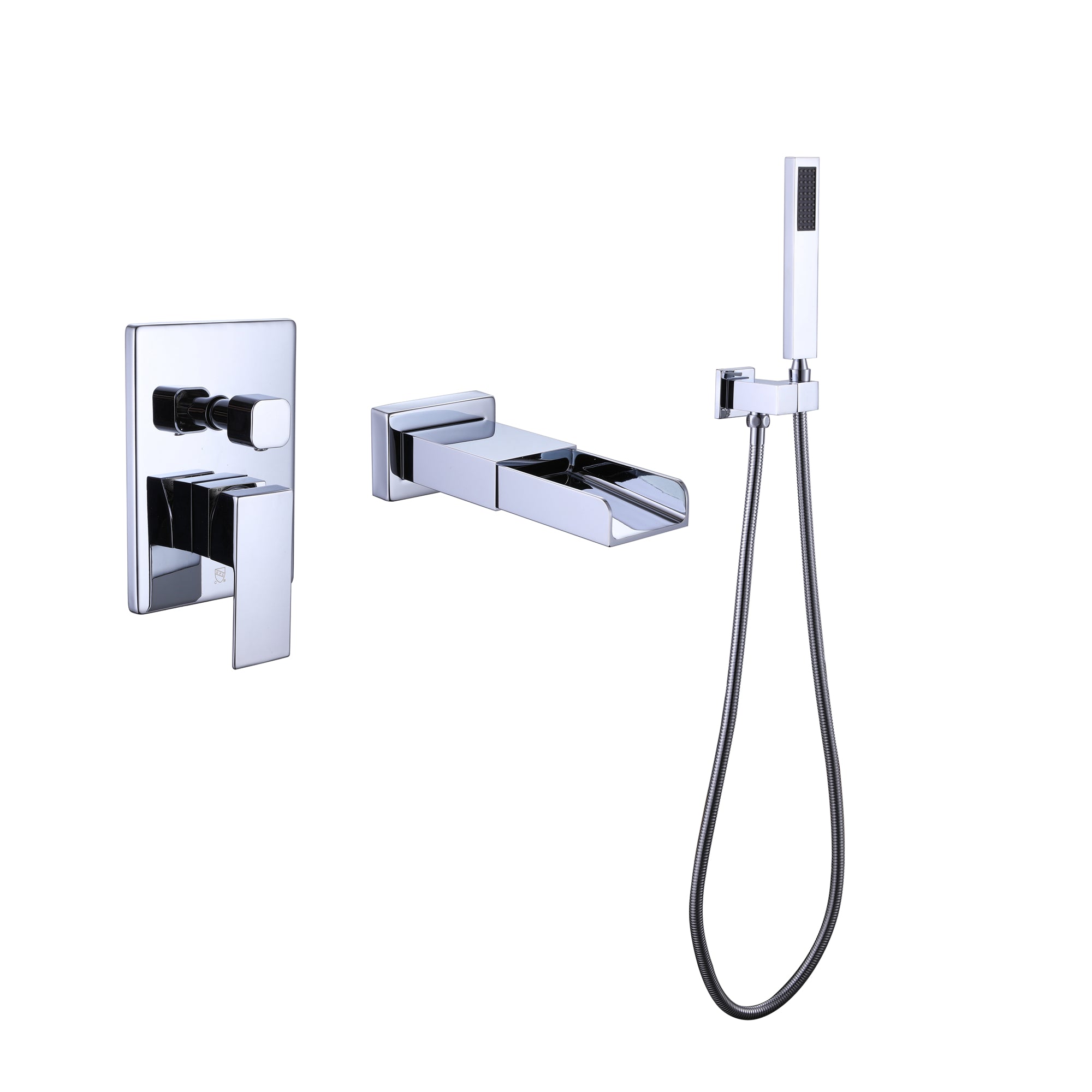 TrustMade Pressure-Balance Waterfall Single Handle Wall Mount Tub Faucet with Hand Shower, Chrome - 2W01--1