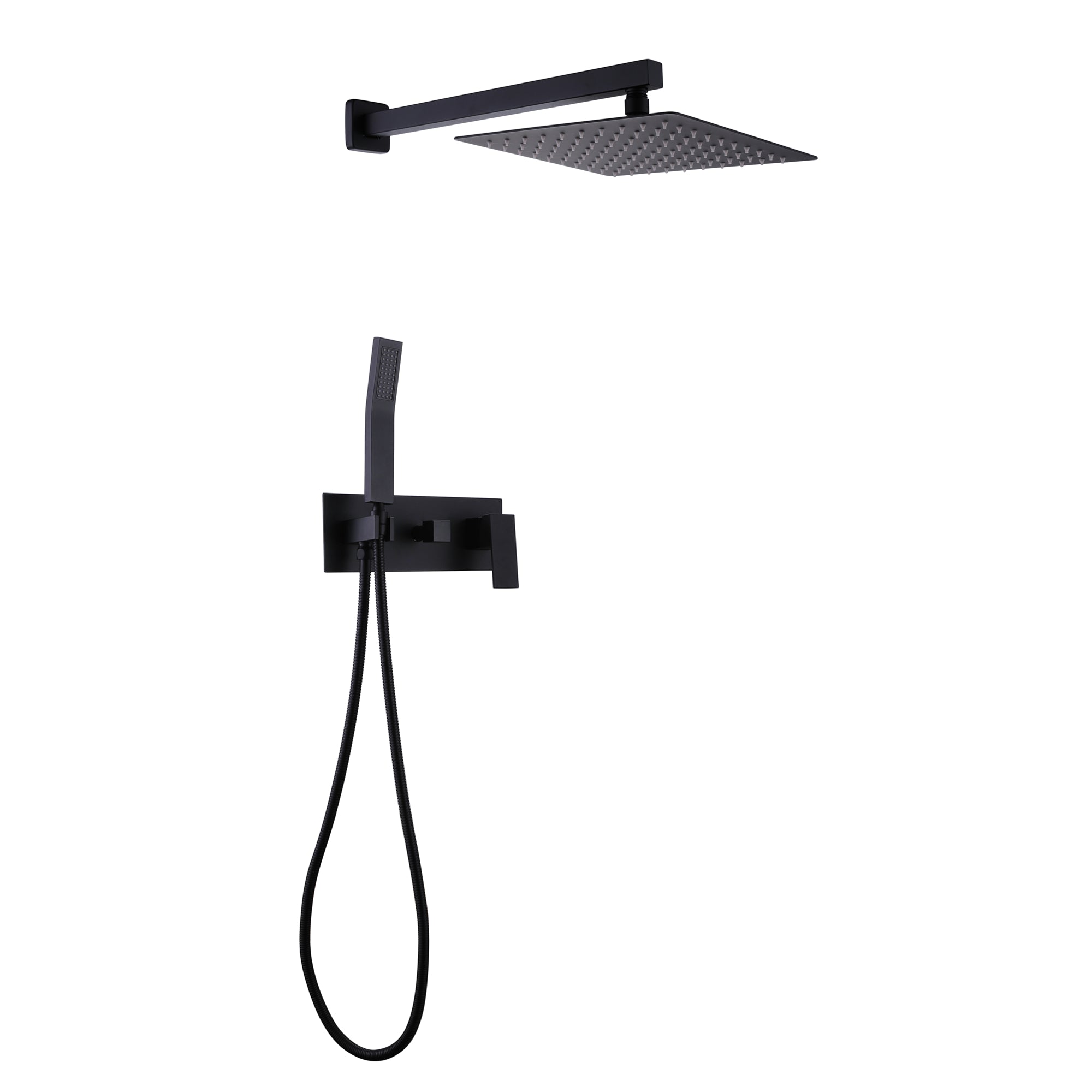 Trustmade 12 Inches Matte Black Shower System Bathroom Luxury Rain Mixer Shower Combo Set Wall Mounted Rainfall Shower Head System, Rough-in Valve Body and Trim Included - 2W01--1