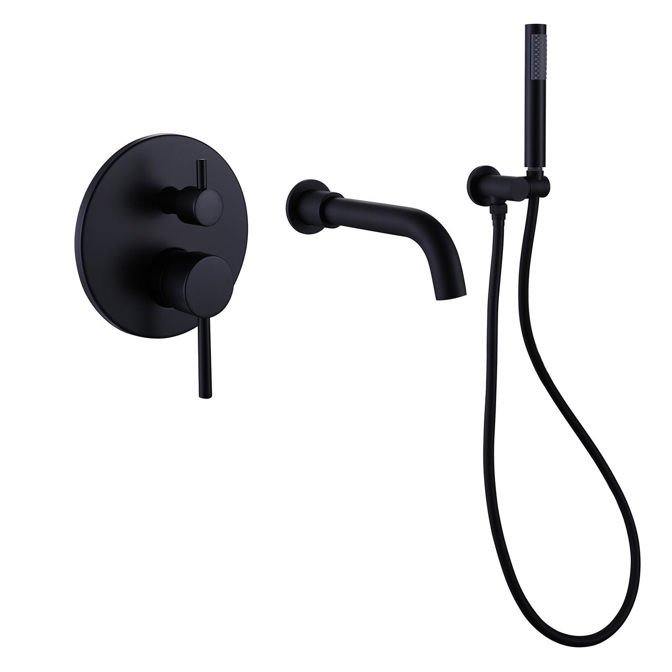 2-Handle Tub Spot Wall Mount Rain Mixer Shower Faucet Tub and Shower Faucet with Hand Shower in Black Valve Included--1