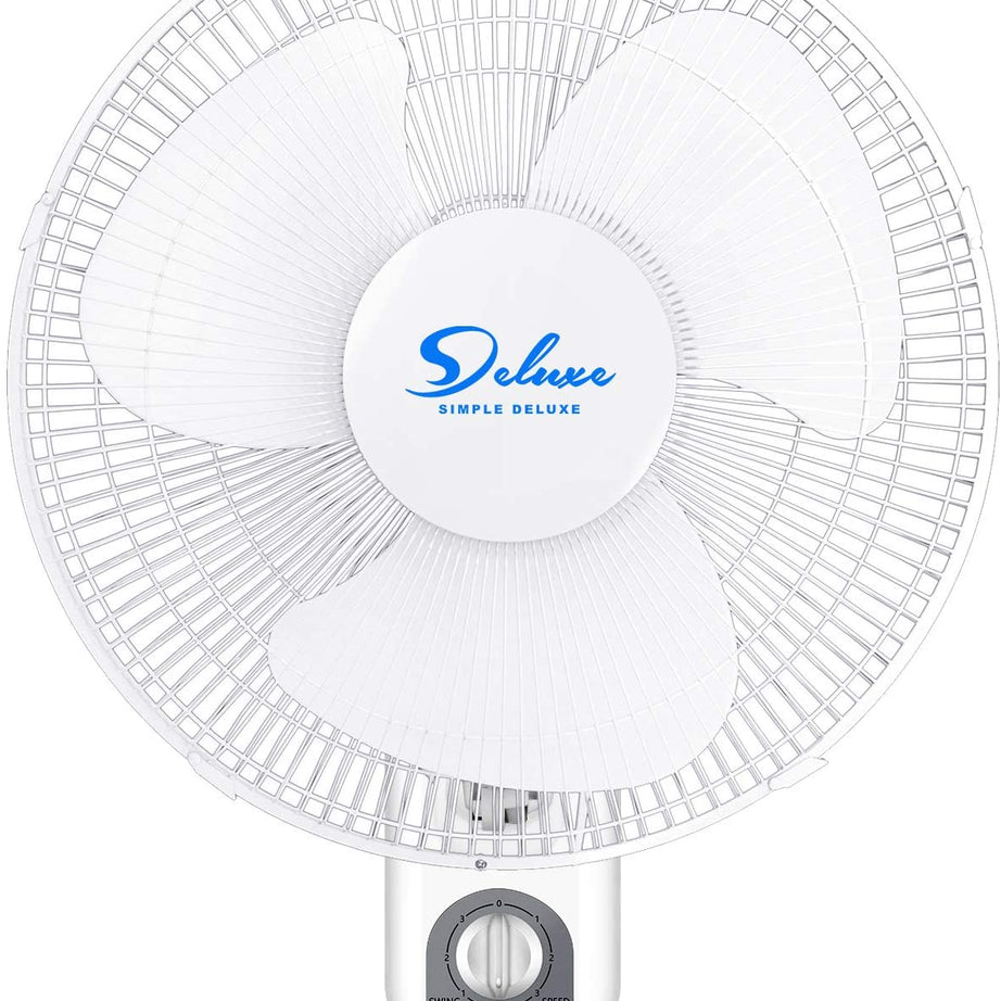 Simple Deluxe Household Wall Mount Fans 16 Inch Adjustable Tilt, 90 Degree, 3 Speed Settings, 1 Pack, White--1