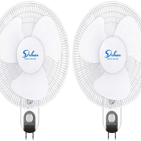 Simple Deluxe Adjustable Tilt, Quiet Operation Household Wall Mount Fans Oscillating, 2 Pack, White--1