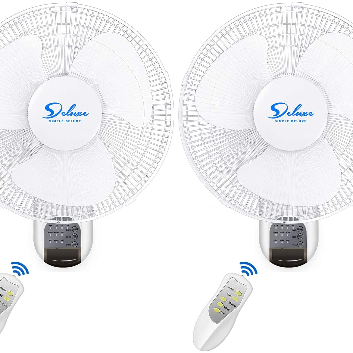 Simple Deluxe 2 Pack-16 Inch Digital Wall Mount Fan with Remote Control 3 Oscillating Modes, 3 Speed, 72 Inches Power Cord, White, 2 Exhaust--1