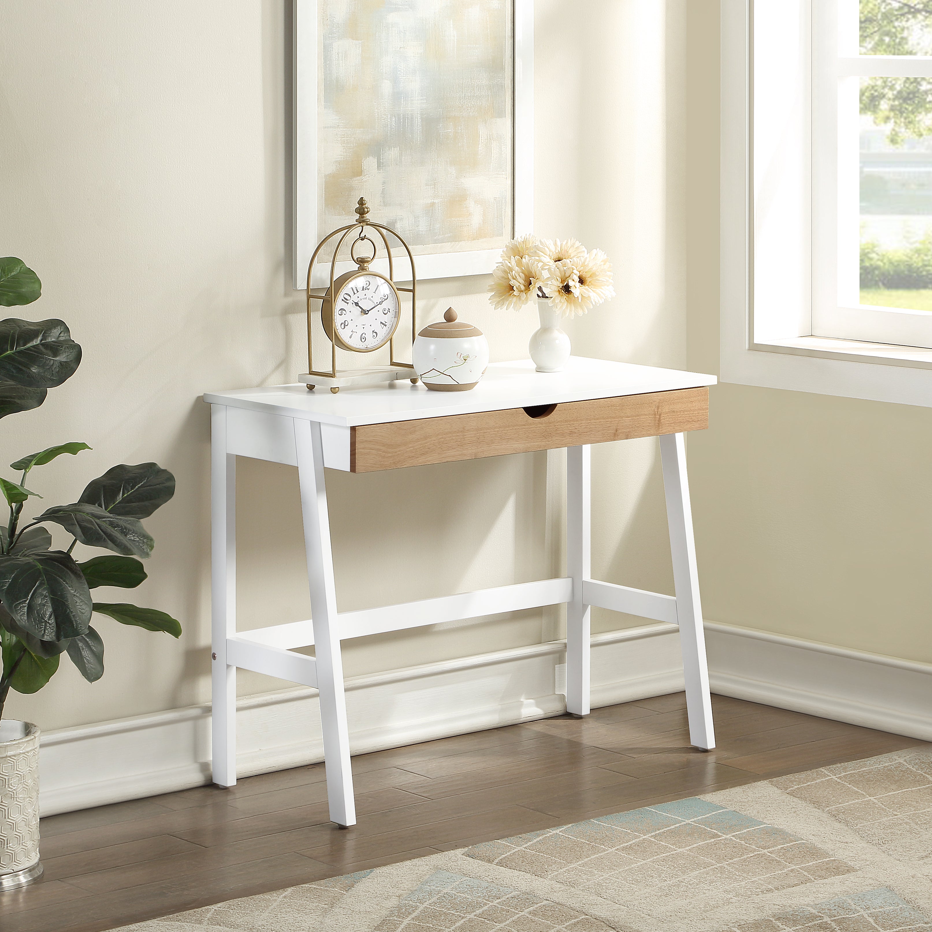 Hilton Desk In White/Natural--1