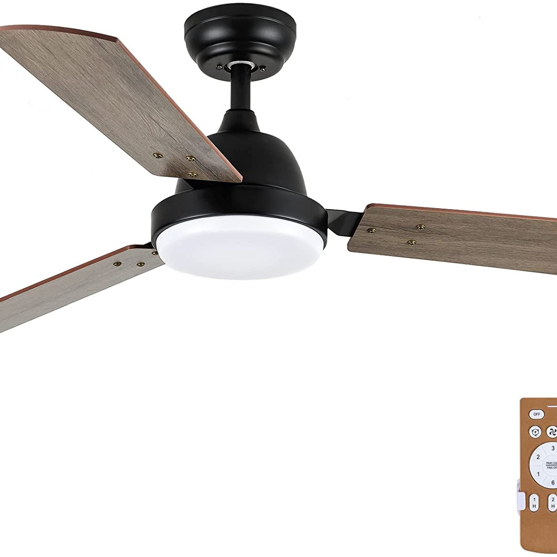 Simple Deluxe 44-inch Ceiling Fan with LED Light and Remote Control, 6-Speed Modes, 2 Rotating Modes , Timer--1