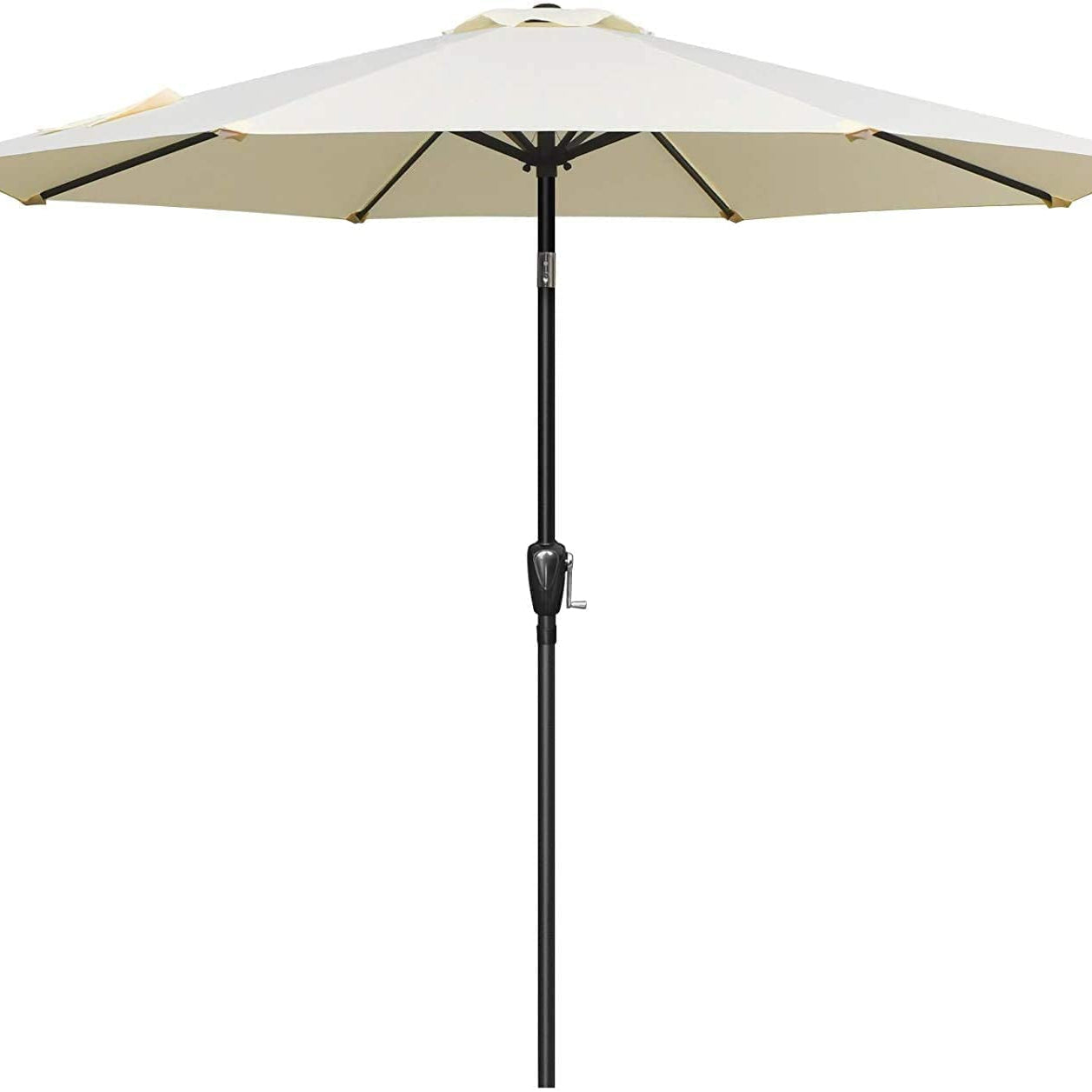 Simple Deluxe 9ft Outdoor Market Table Patio Umbrella with Button Tilt, Crank and 8 Sturdy Ribs for Garden,  Beige--1