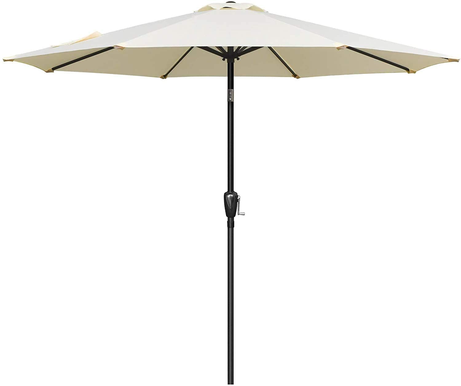 Simple Deluxe 9ft Outdoor Market Table Patio Umbrella with Button Tilt, Crank and 8 Sturdy Ribs for Garden,  Beige--1