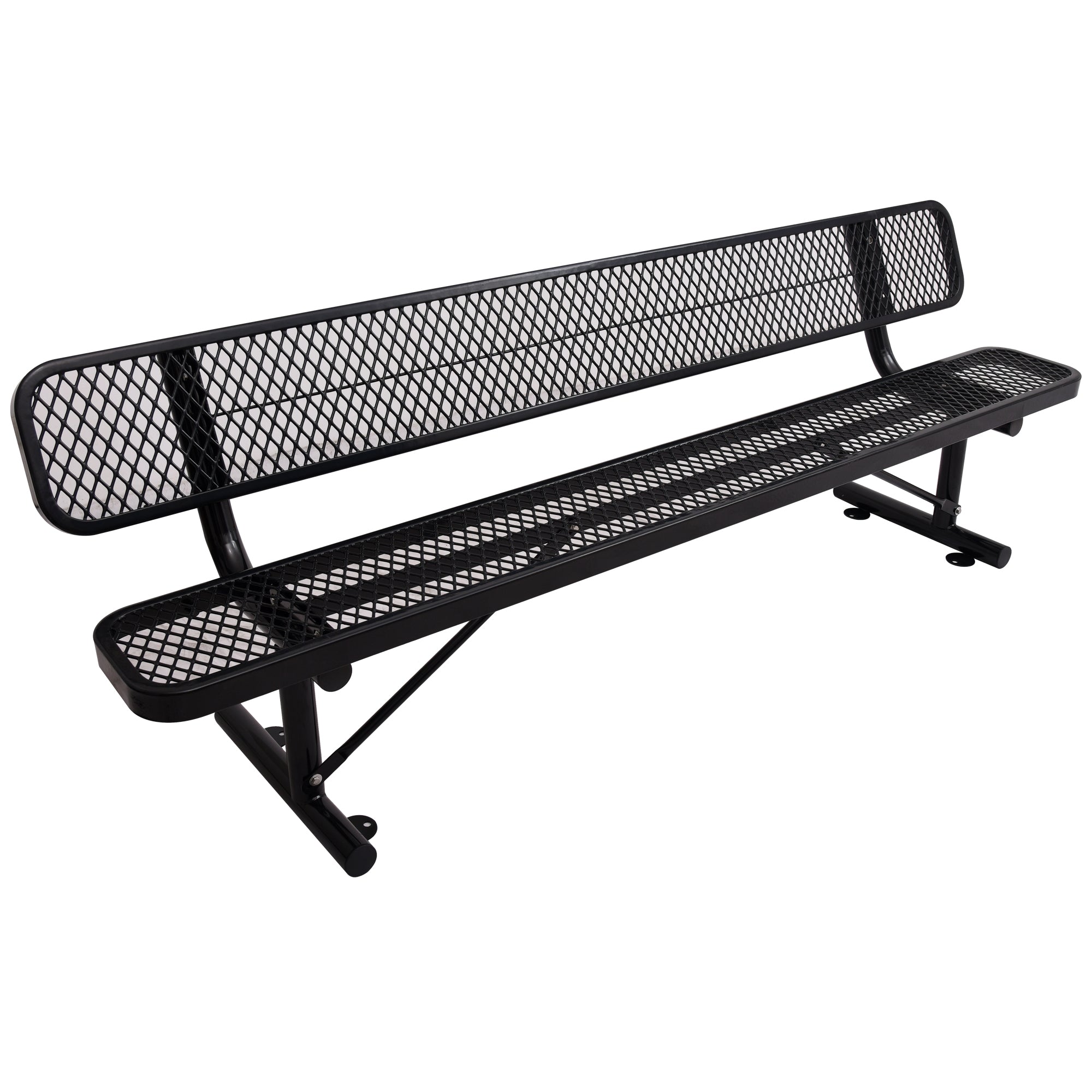 8 ft. Outdoor Steel Bench with Backrest BLack--1