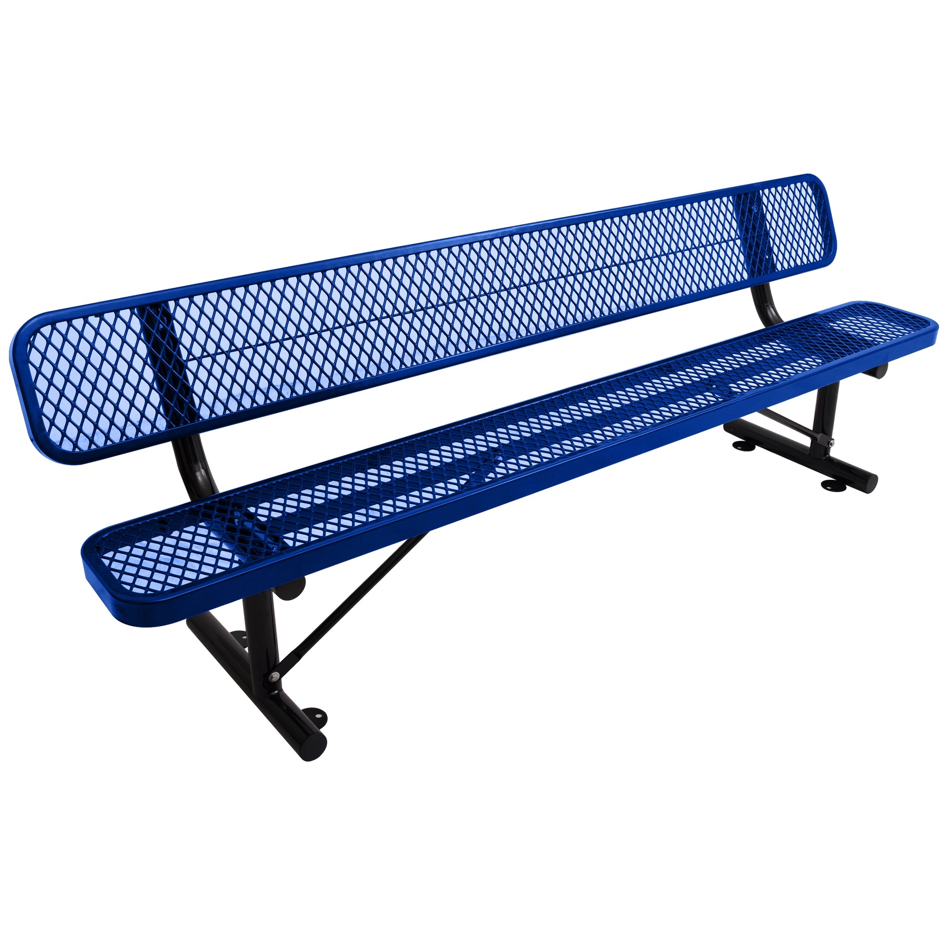 8 ft. Outdoor Steel Bench with Backrest BLue--1