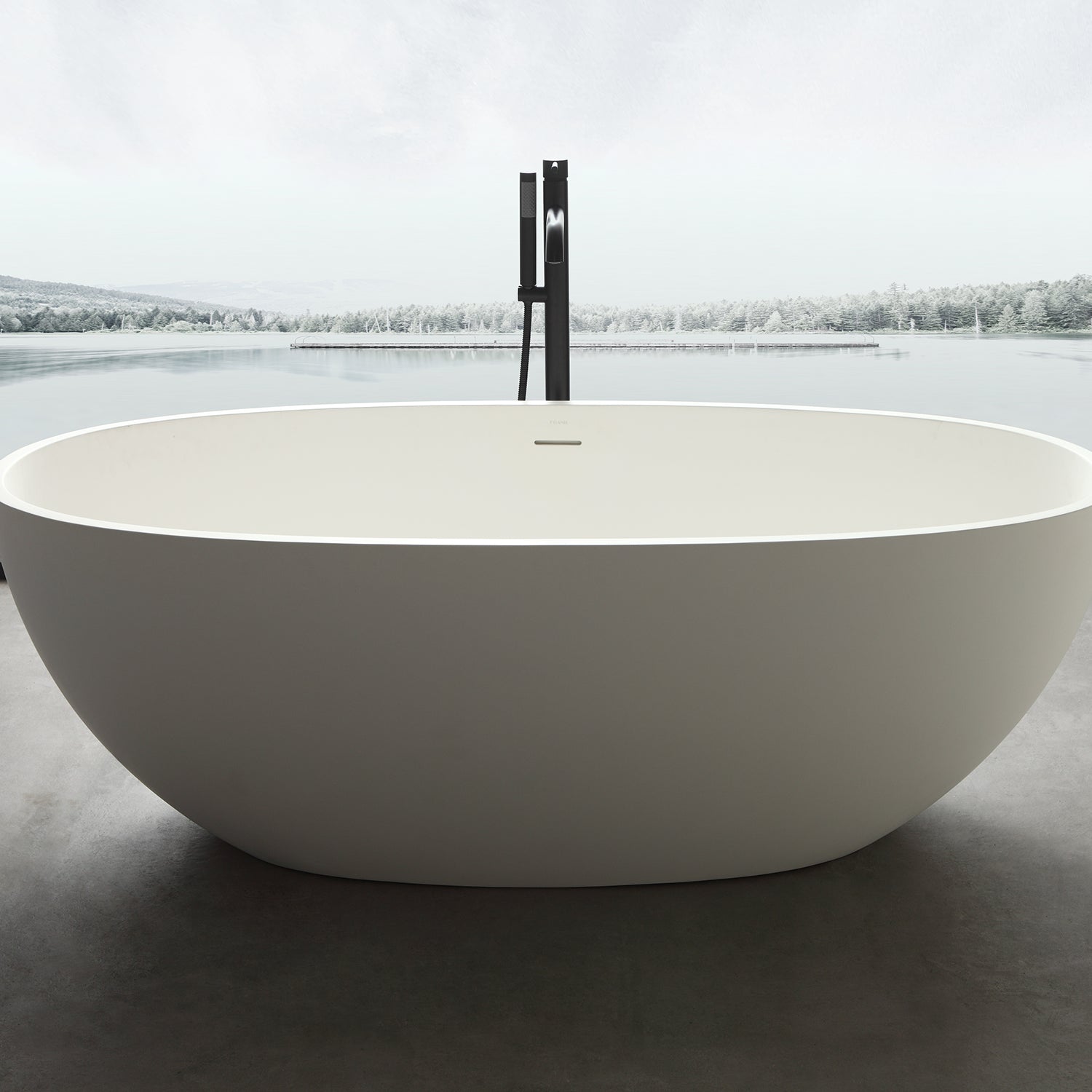 1400mm free standing artificial stone solid surface bathtub--1