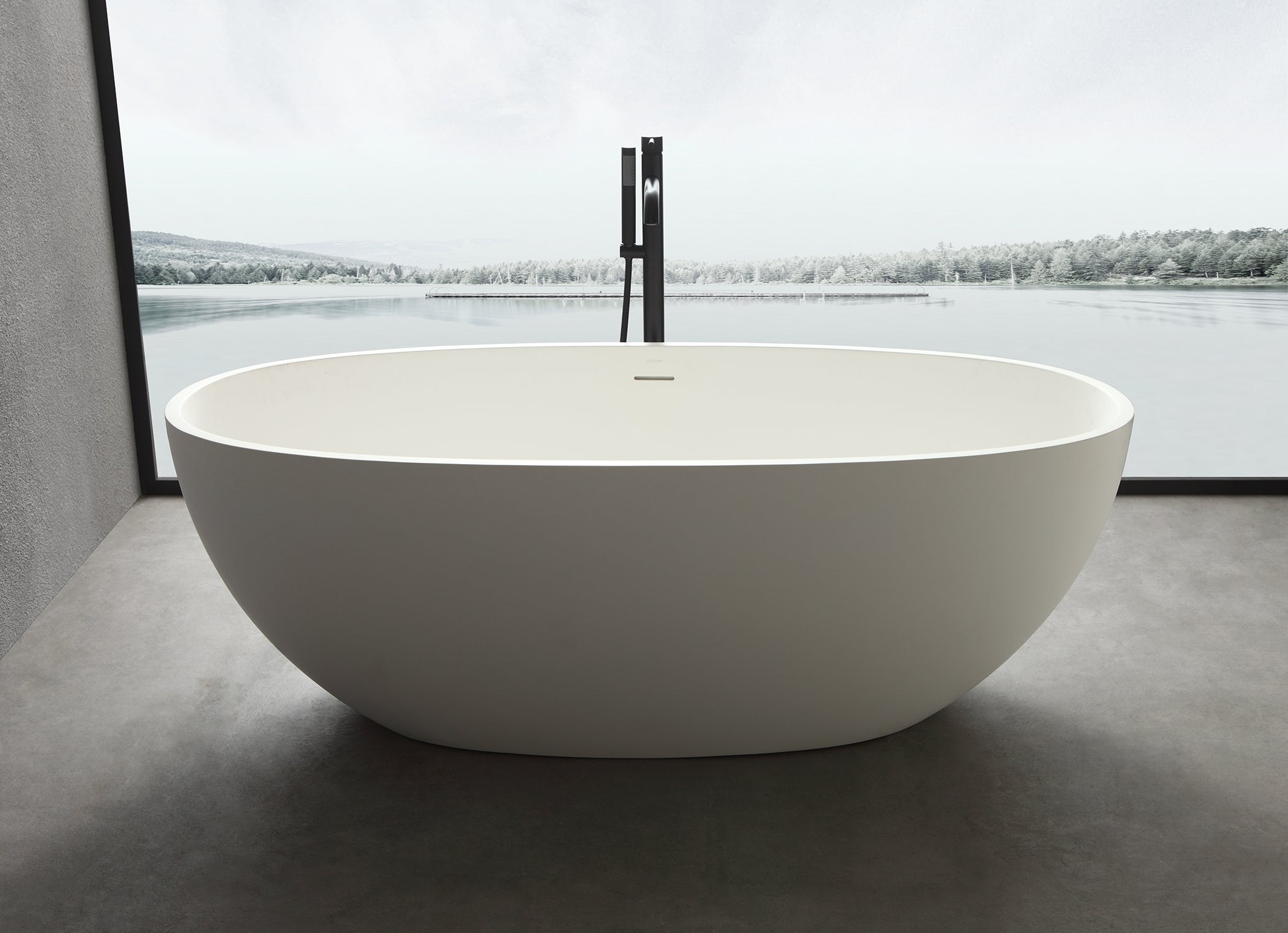 1400mm free standing artificial stone solid surface bathtub--1