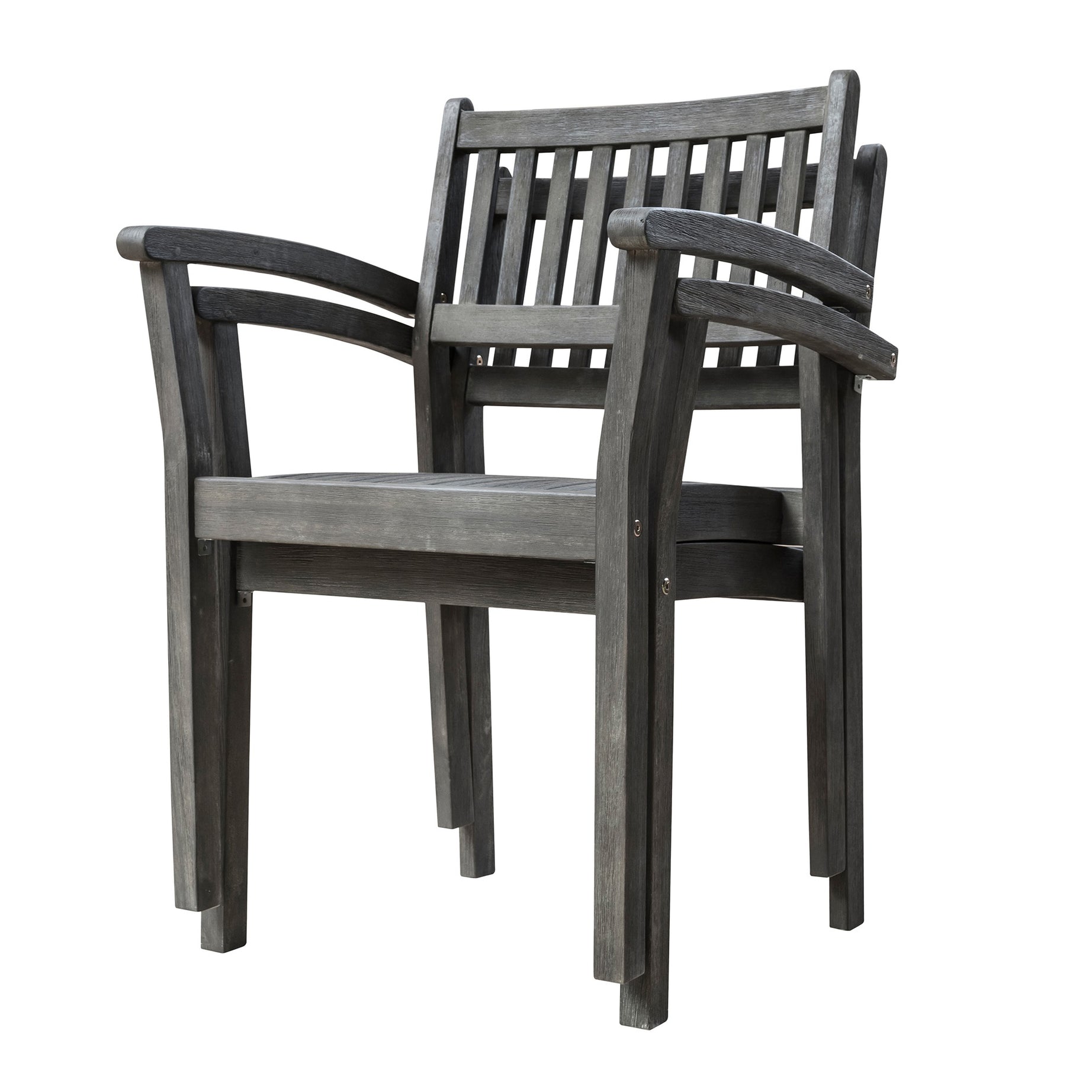 Renaissance Outdoor Patio Hand-scraped Wood Stacking Armchair (Set of 2)--1