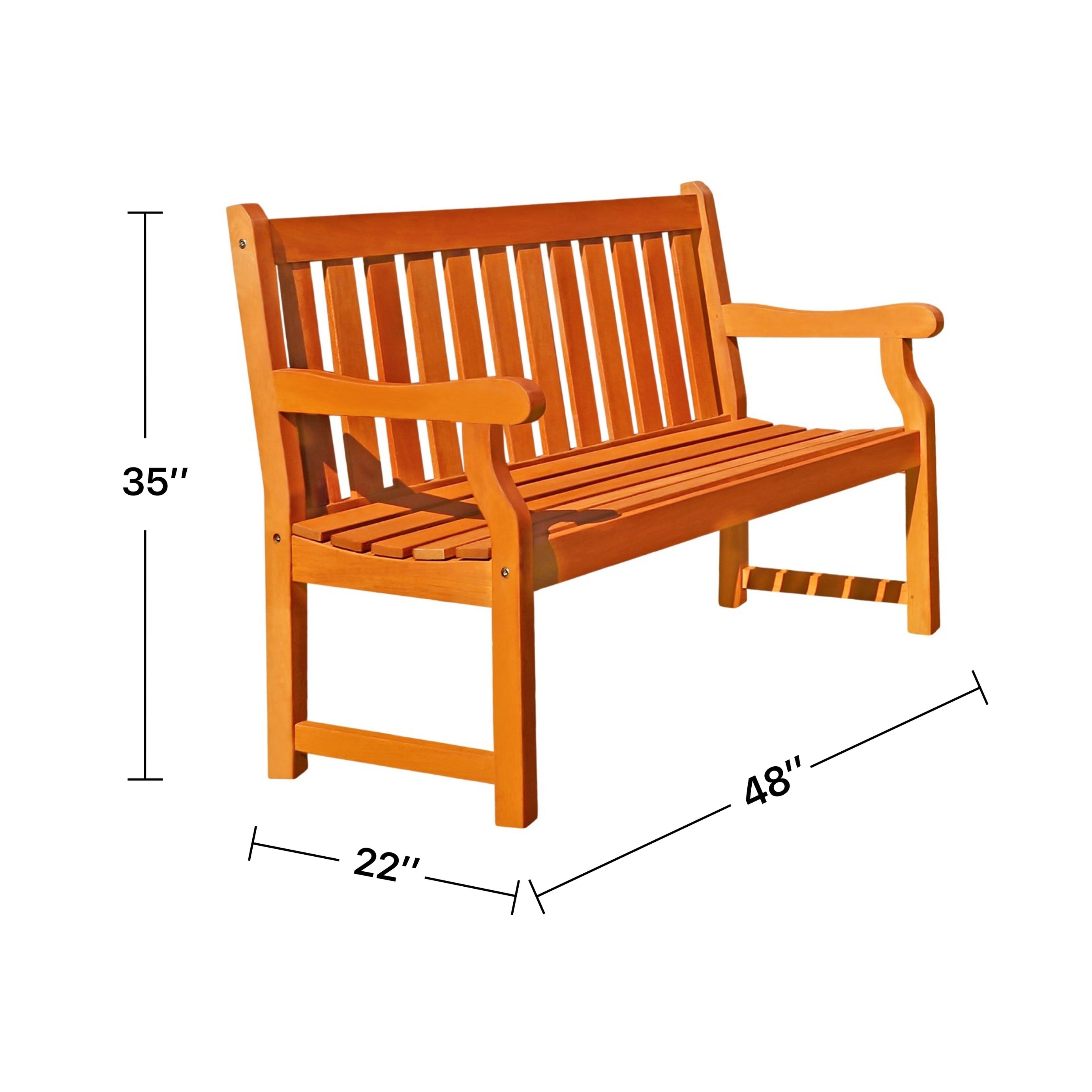 Malibu Outdoor Patio 4-foot Wood Garden Bench--1