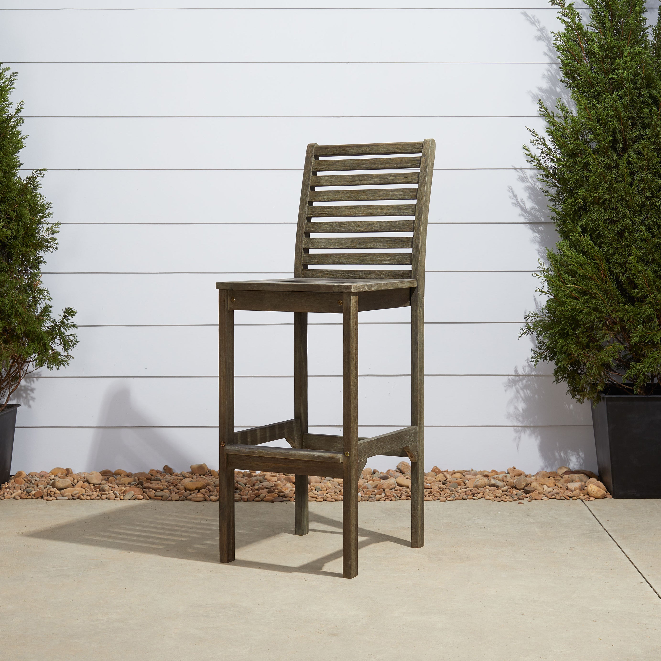 Renaissance Outdoor Patio Hand-scraped Wood Bar Chair--1