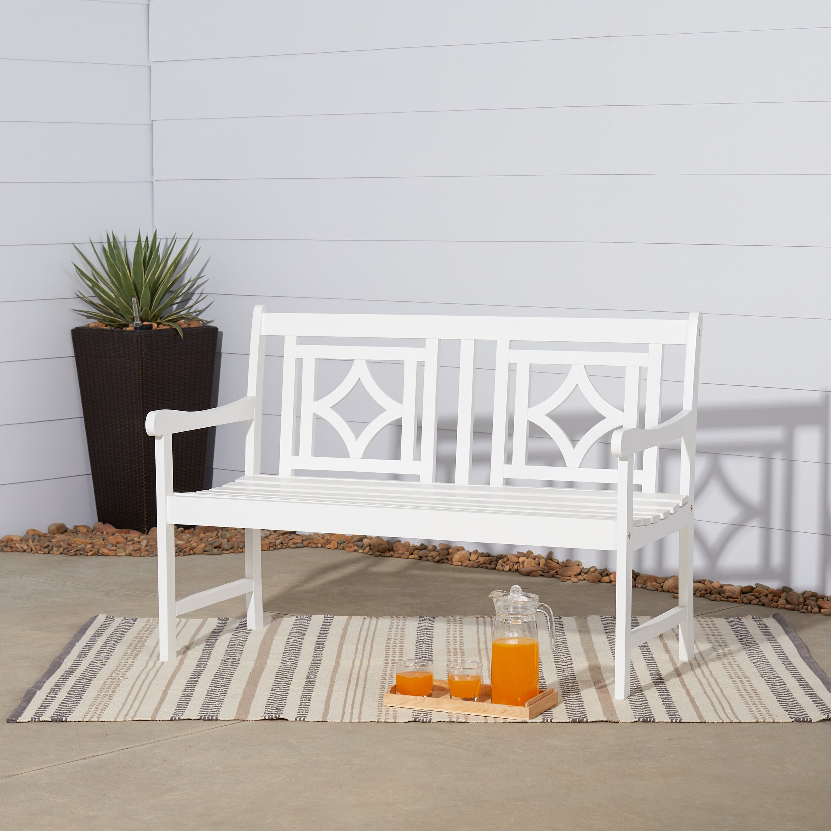 Bradley Outdoor Patio Diamond 4-foot Bench--1