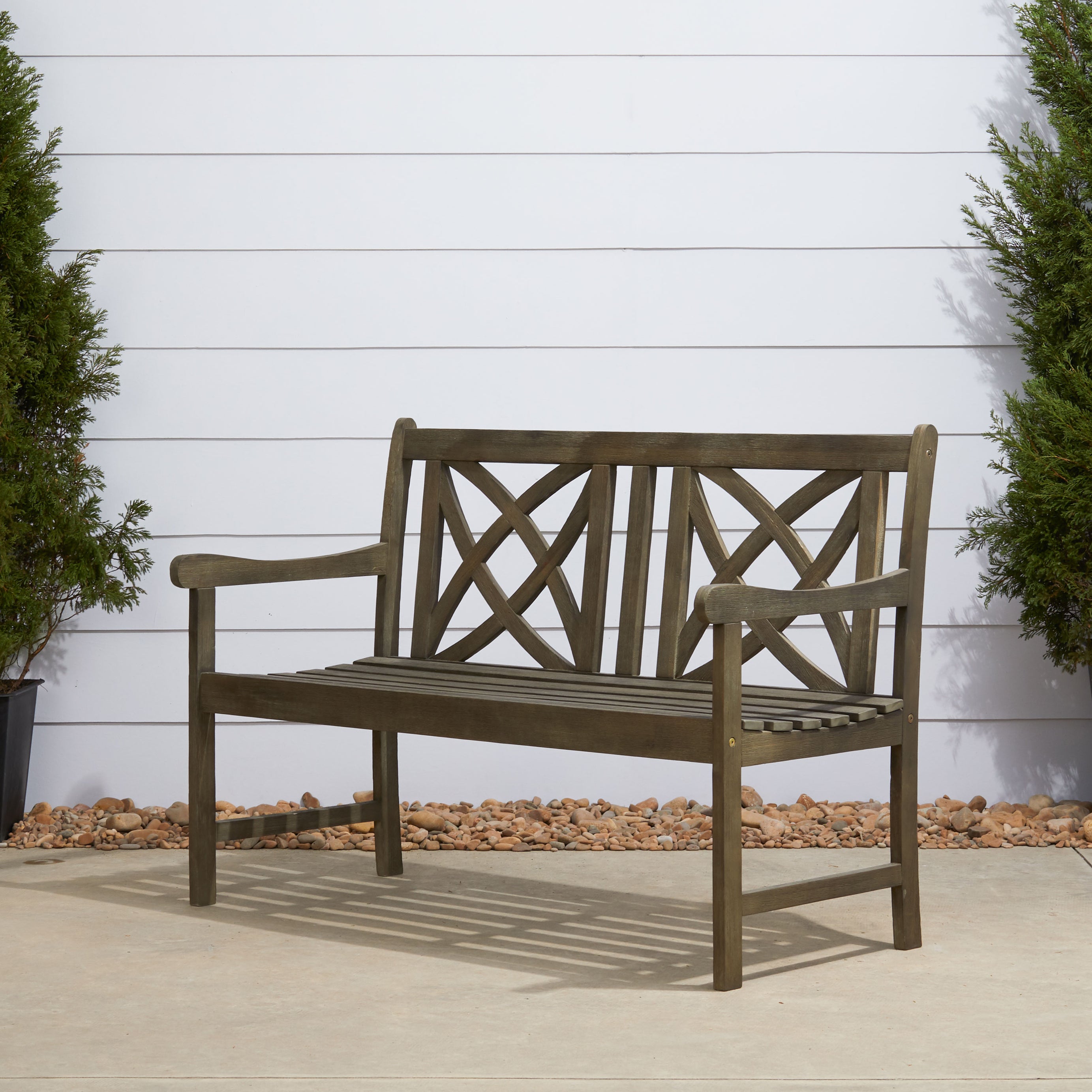 Renaissance Outdoor Patio 4-foot Hand-scraped Wood Garden Bench--1