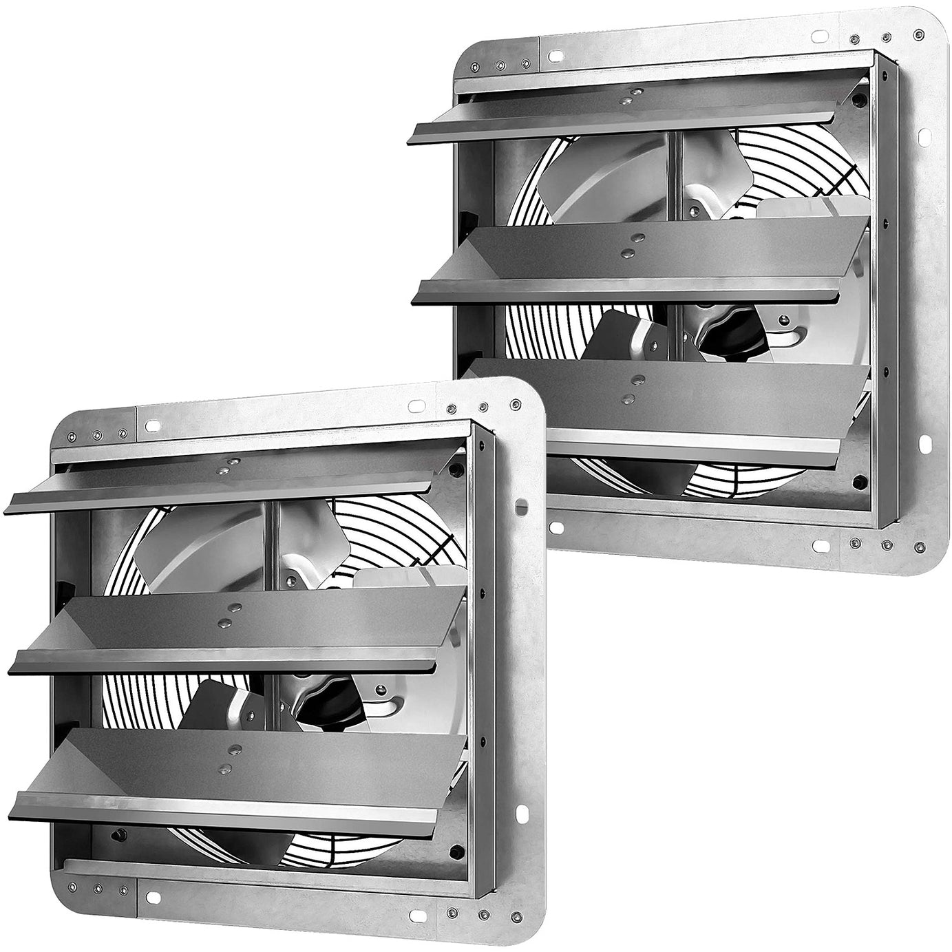 iPower 12 Inch Shutter Exhaust Fan Aluminum High Speed 1620RPM, 940 CFM, 2-PACK, Silver--1