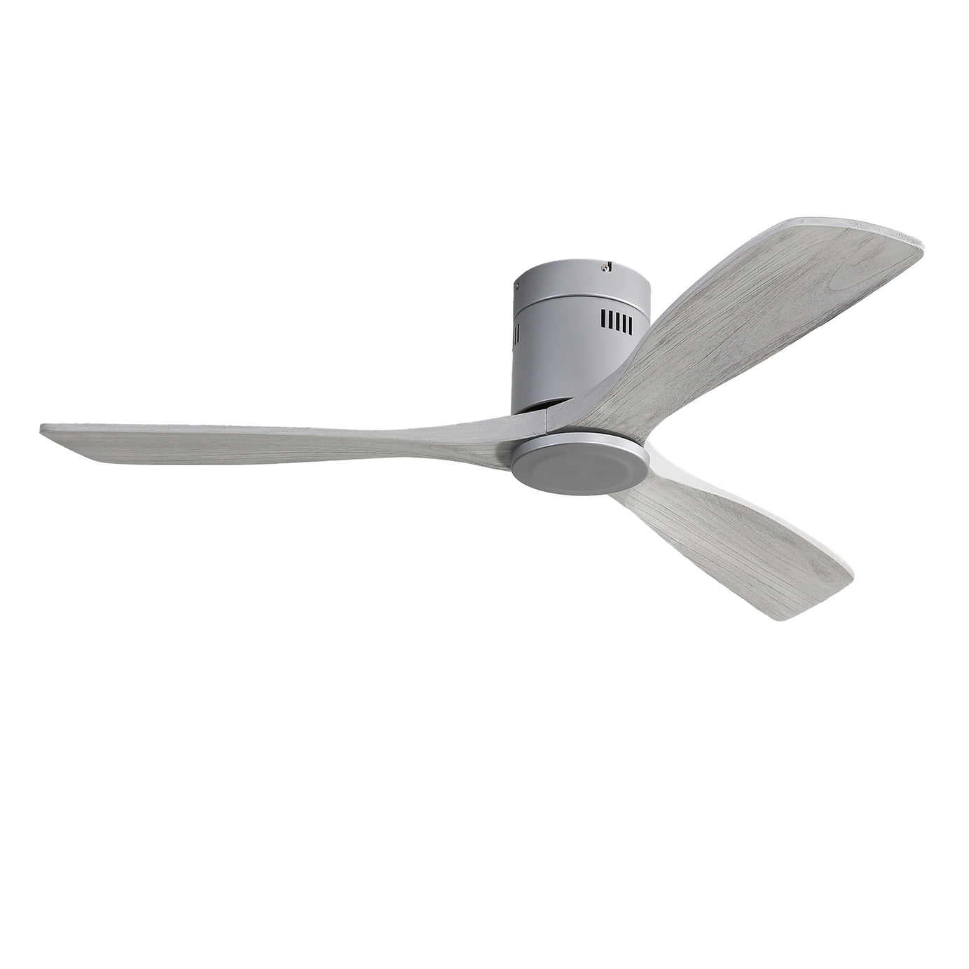 52 Inch Flush Mount Ceiling Fan DC 3 Carved Wood Fan Blade Noiseless Reversible Motor Remote Control Without Light--1