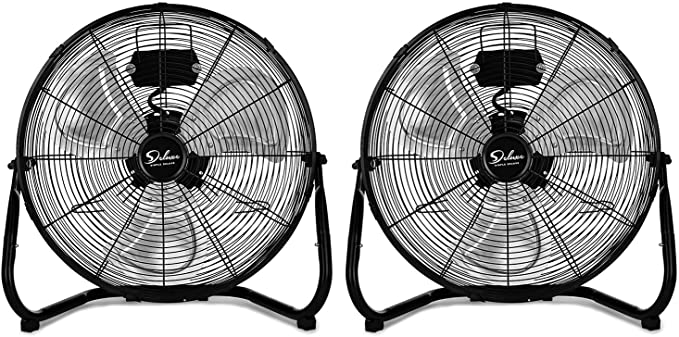 Simple Deluxe 20 Inch 3-Speed High Velocity Heavy Duty Metal Industrial Floor Fans Quiet for Home, Commercial, Residential, and Greenhouse Use, Outdoor/Indoor, Black, 2 Pack--1