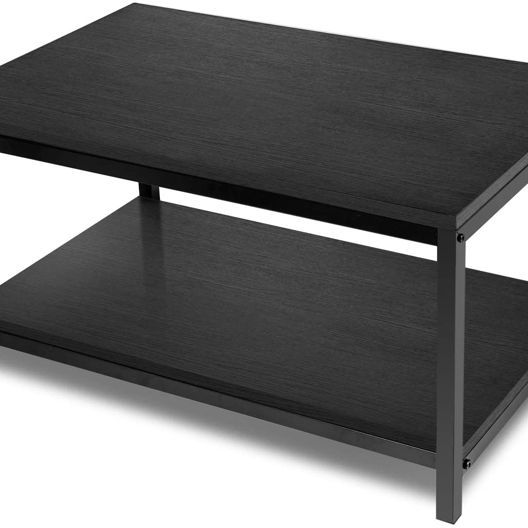 YSSOA Storage Shelf for Living Room and Office, Easy Assembly, Black (Home Coffee Table), 31x20x16 inch--1