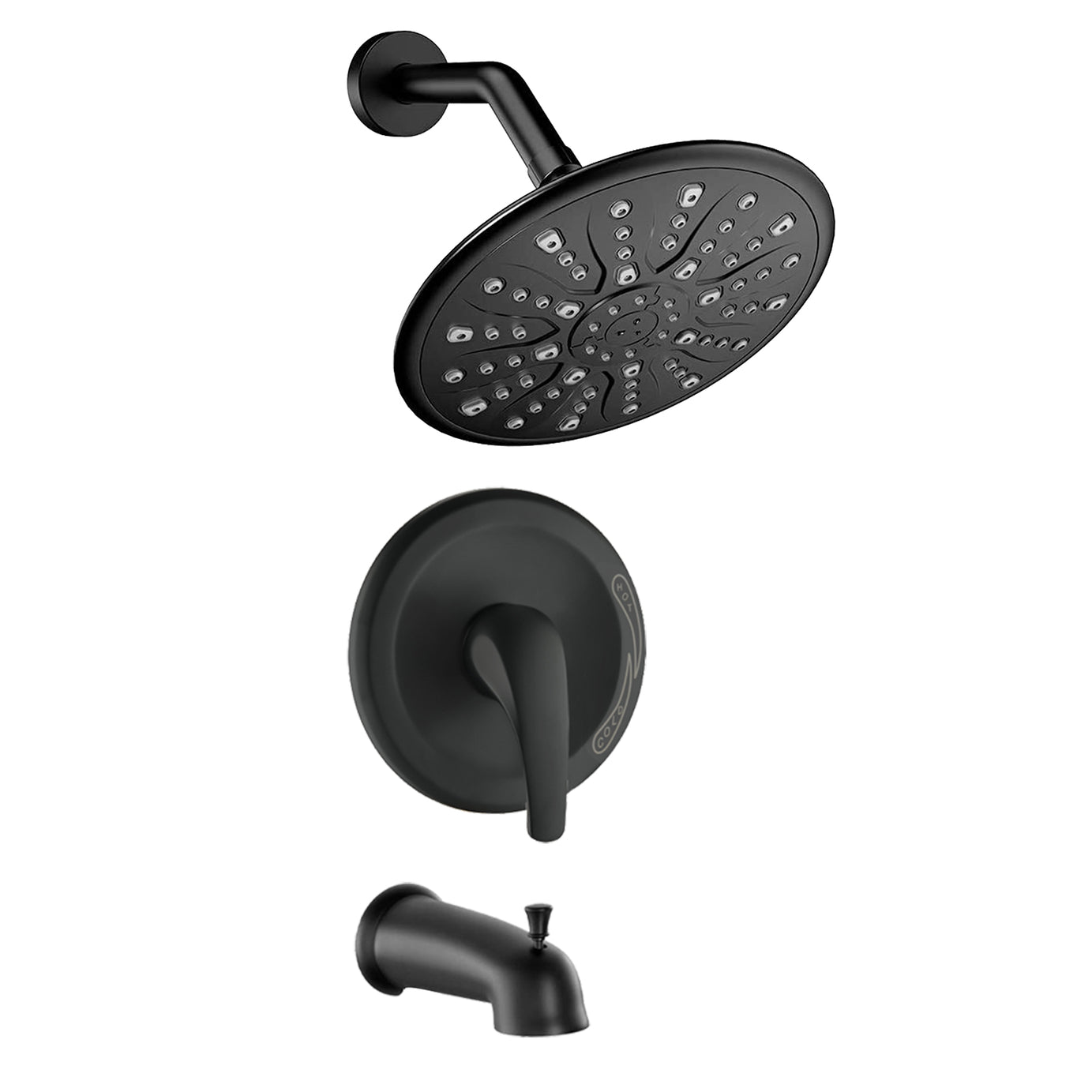 Single Handle Rain Showerhead with Handheld Shower Combo Set with Tub Spout (Valve Included)--1