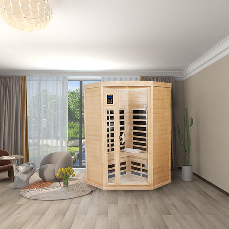 Two persons Hemlock Far infrared corner Indoor sauna room--1