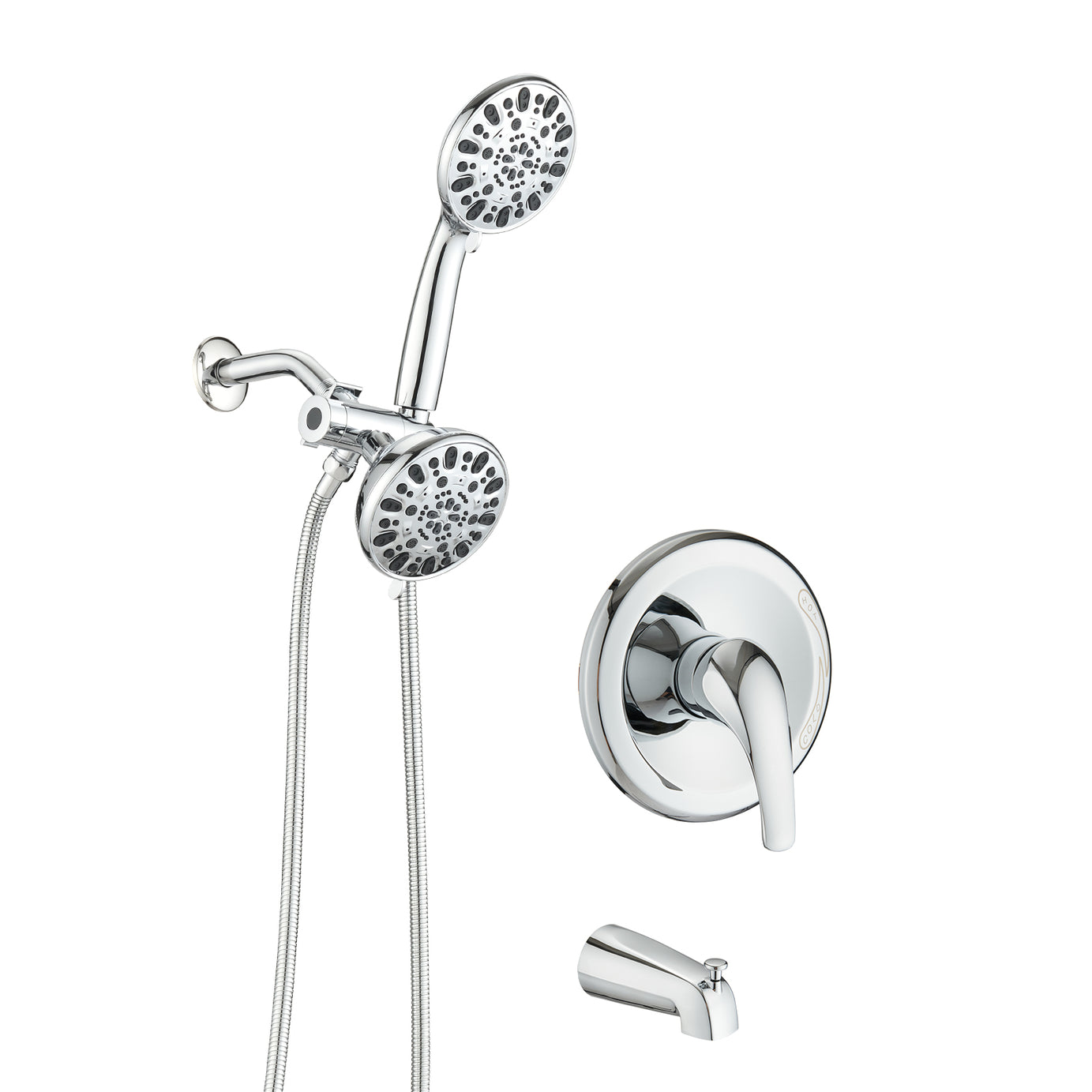 Shower System with Tub Spout Rain Shower Tub Set, High Pressure Dual 2 in 1 Shower Combo Faucet with Valve--1