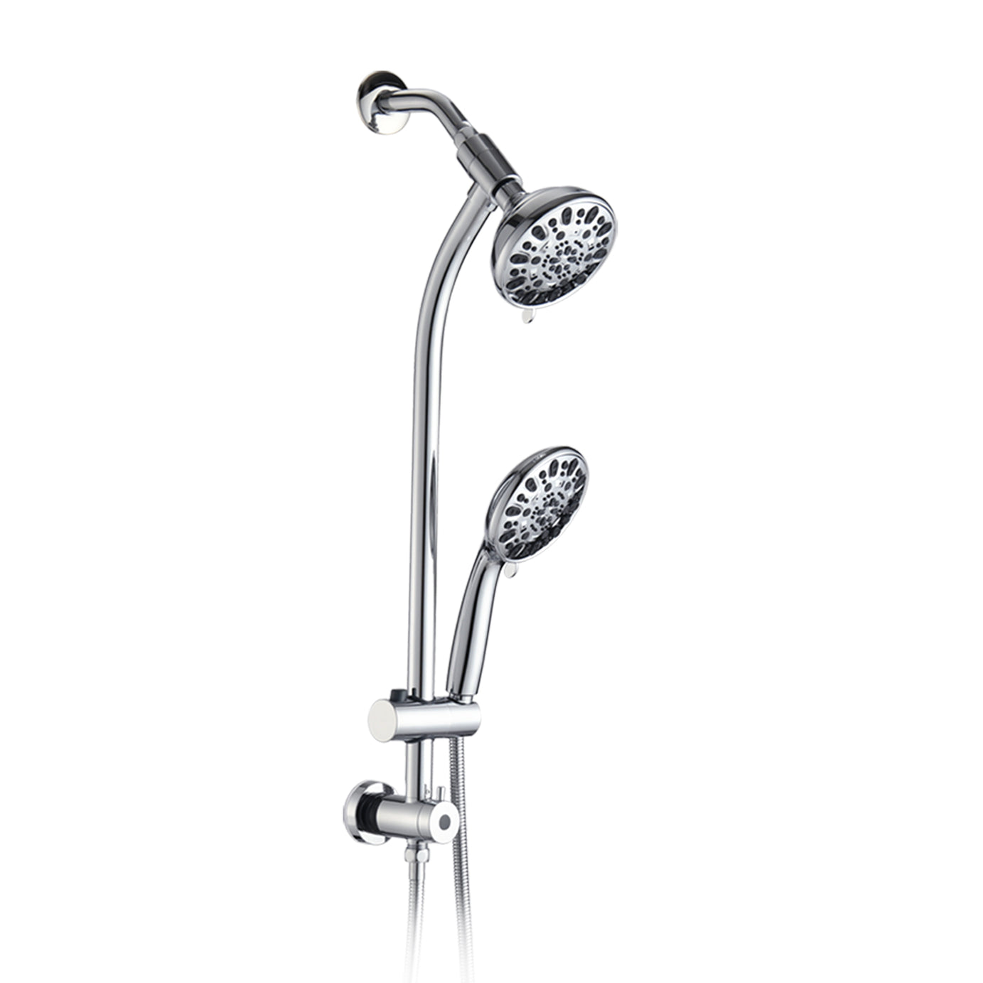 Drill-Free Stainless Steel Slide Bar Combo Rain Showerhead 7-Setting Hand, Dual Shower Head Spa System--1