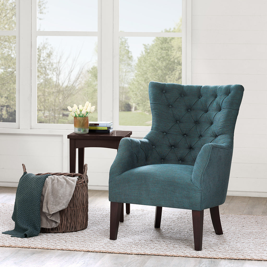 Hannah Button Tufted Wing Chair--1