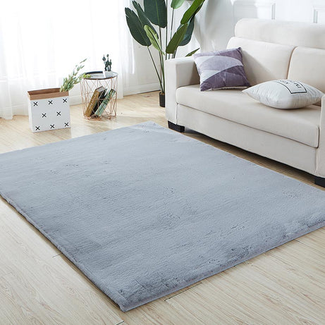 Lily Luxury Chinchilla Faux Fur Rectangular Area Rug--1