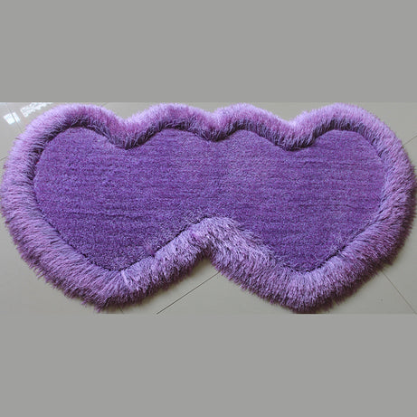 Double Heart Shape Hand Tufted 4-inch Thick Shag Area Rug (28-in x 55-in)--1