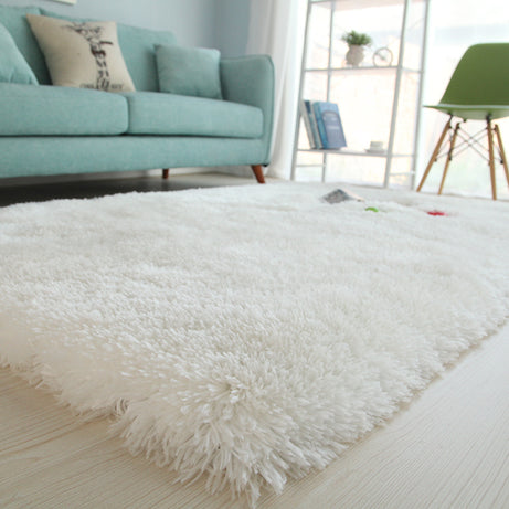 Long Pile Hand Tufted Shag Area Rug in Snow White--1