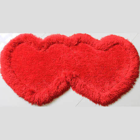 Double Heart Shape Hand Tufted 4-inch Thick Shag Area Rug (28-in x 55-in)--1