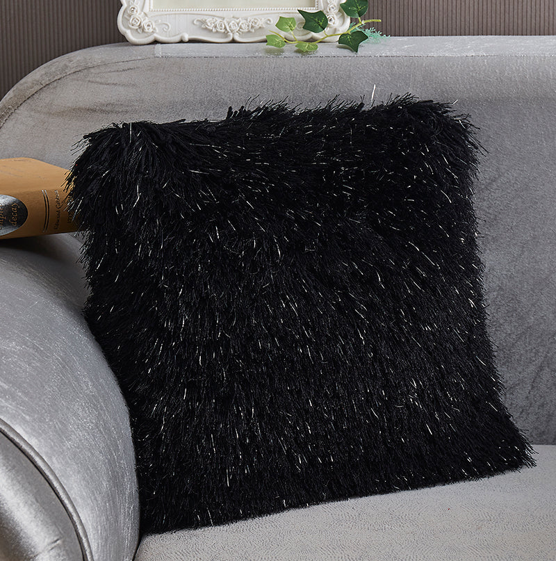 "Decorative" Shaggy Pillow with Lurex (18-in x 18-in)--1