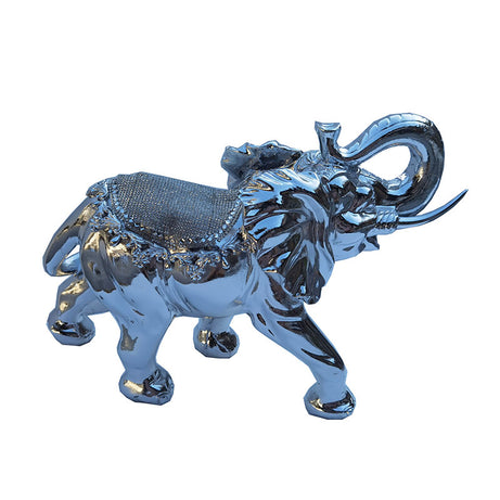 Ambrose Delightfully Extravagant Chrome Plated Elephant with Embedded Crystal Saddle (11.5"L x 5"W x 8.5"H)--1