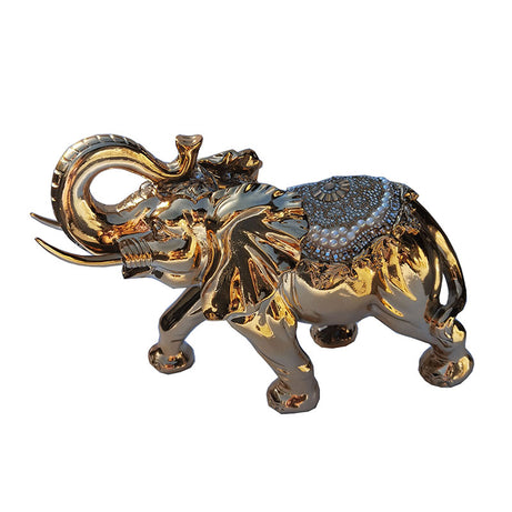 Ambrose Delightfully Extravagant Gold Plated Elephant with Embedded Crystal and Pearl Saddle (11.5"L x 5"W x 8.5"H)--1