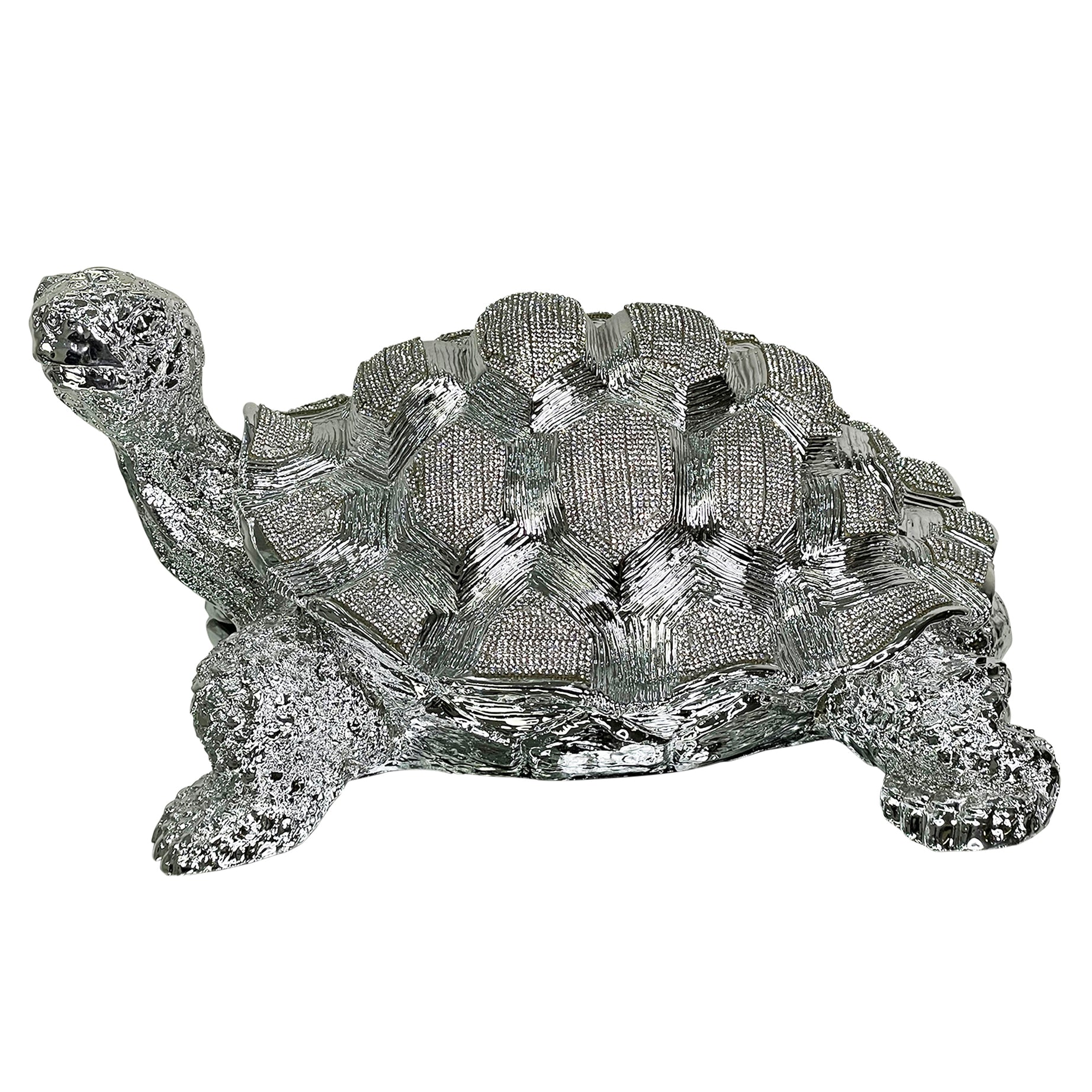 Ambrose Diamond Encrusted Chrome Plated Turtle (14"L X 10.5"W X 7"H)--1